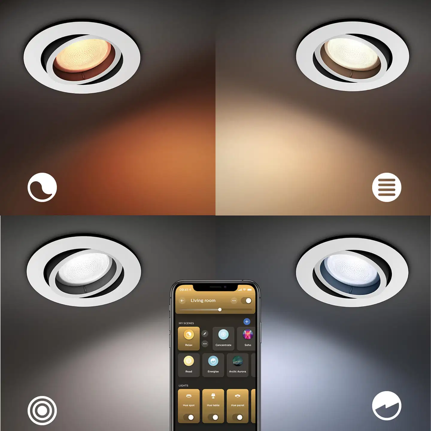 Philips Hue Milliskin upotettava -kohdevalaisin 4.2W 2200-6500K 400LM regular alumiini - 6