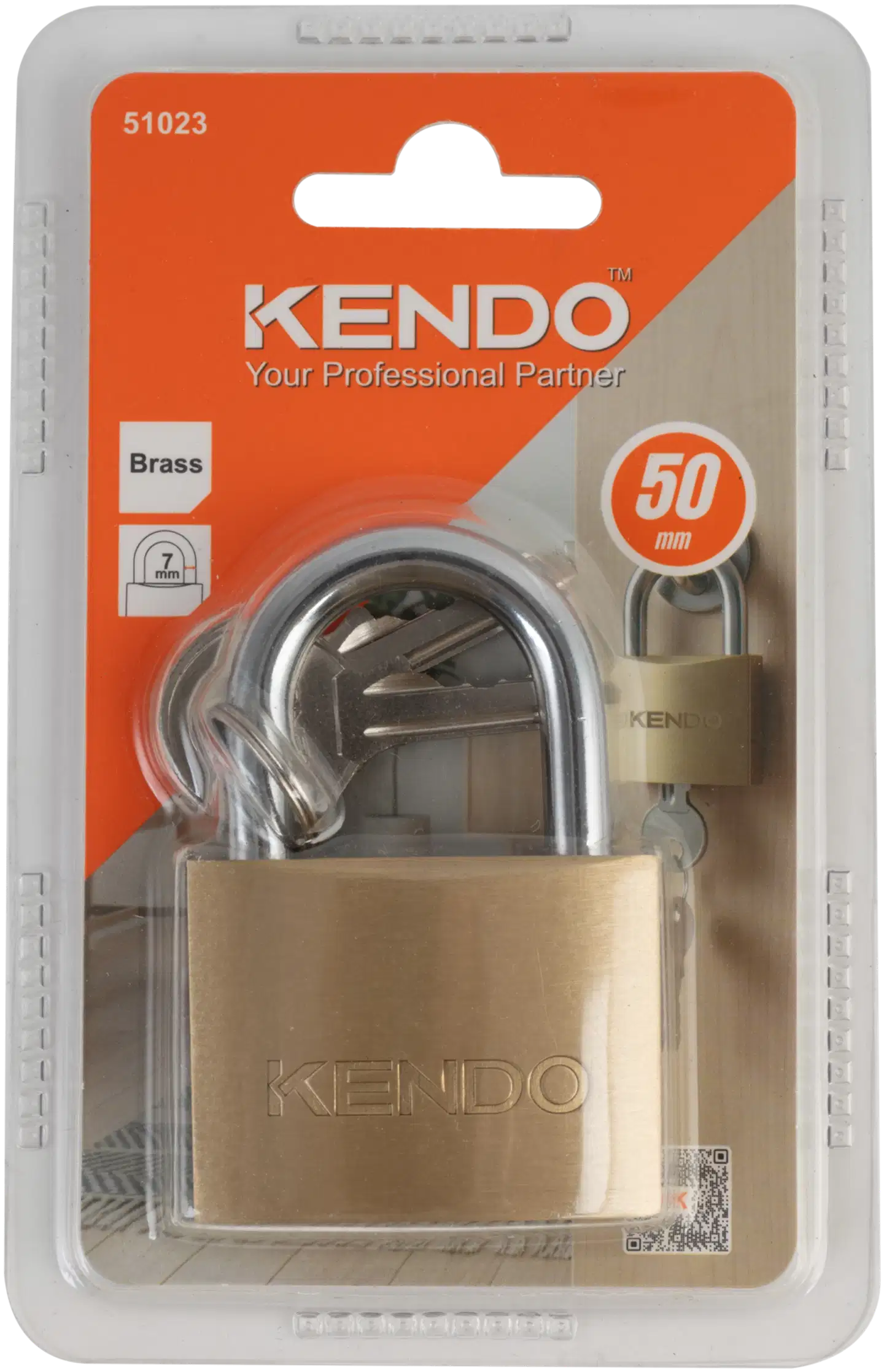 Kendo Riippulukko messinki, sangan vahvuus 7 mm - 2