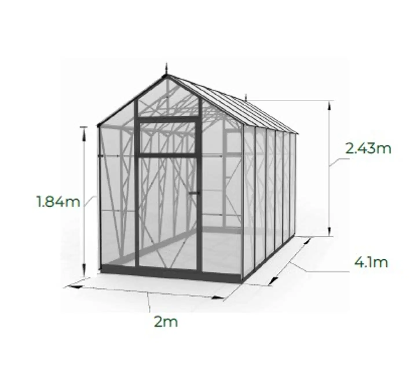 Ecoslider kasvihuone Lux 2.0 X 4.1 - 4