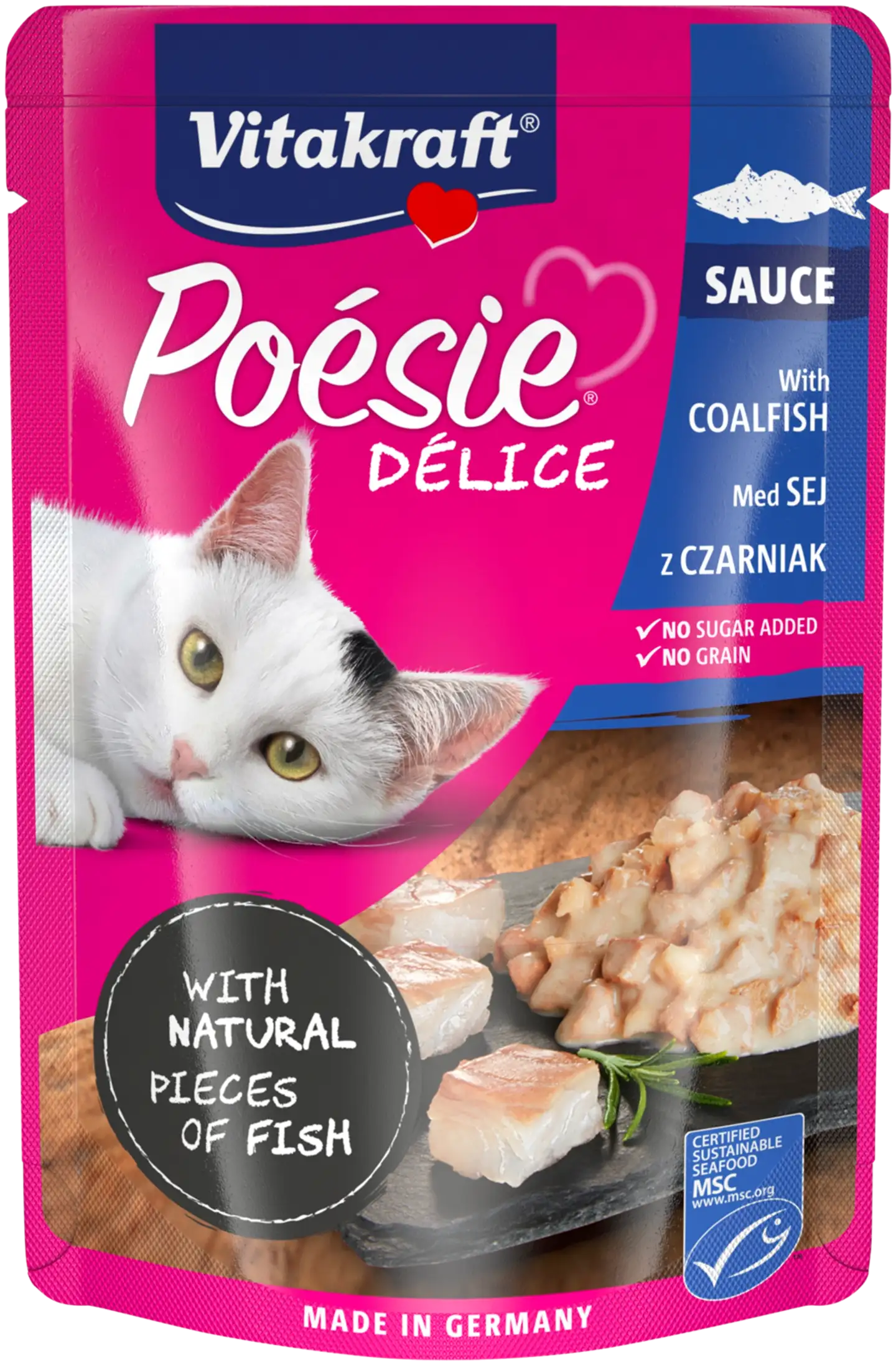 Vitakraft Poésie® Délice Kissan märkäruoka, seitiä kastikkeessa 85g