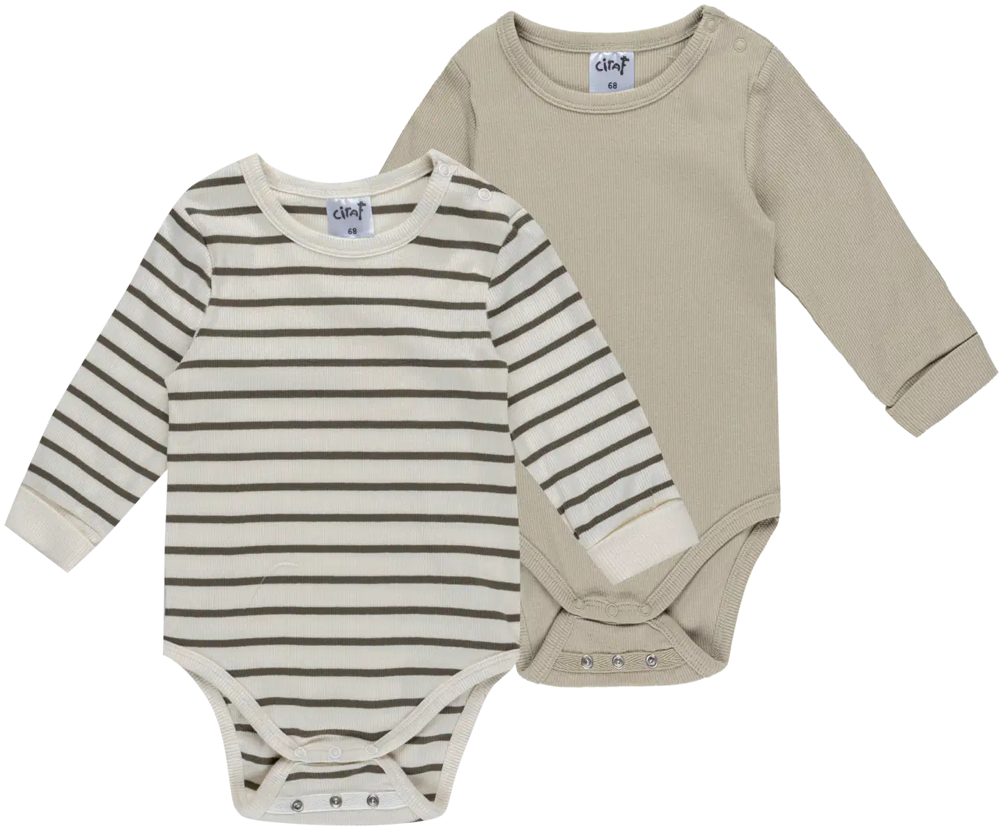 Ciraf vauvojen ribbibody 2-pack 250B263106 - Egret/Dusty Olive&Abbey Stone - 1
