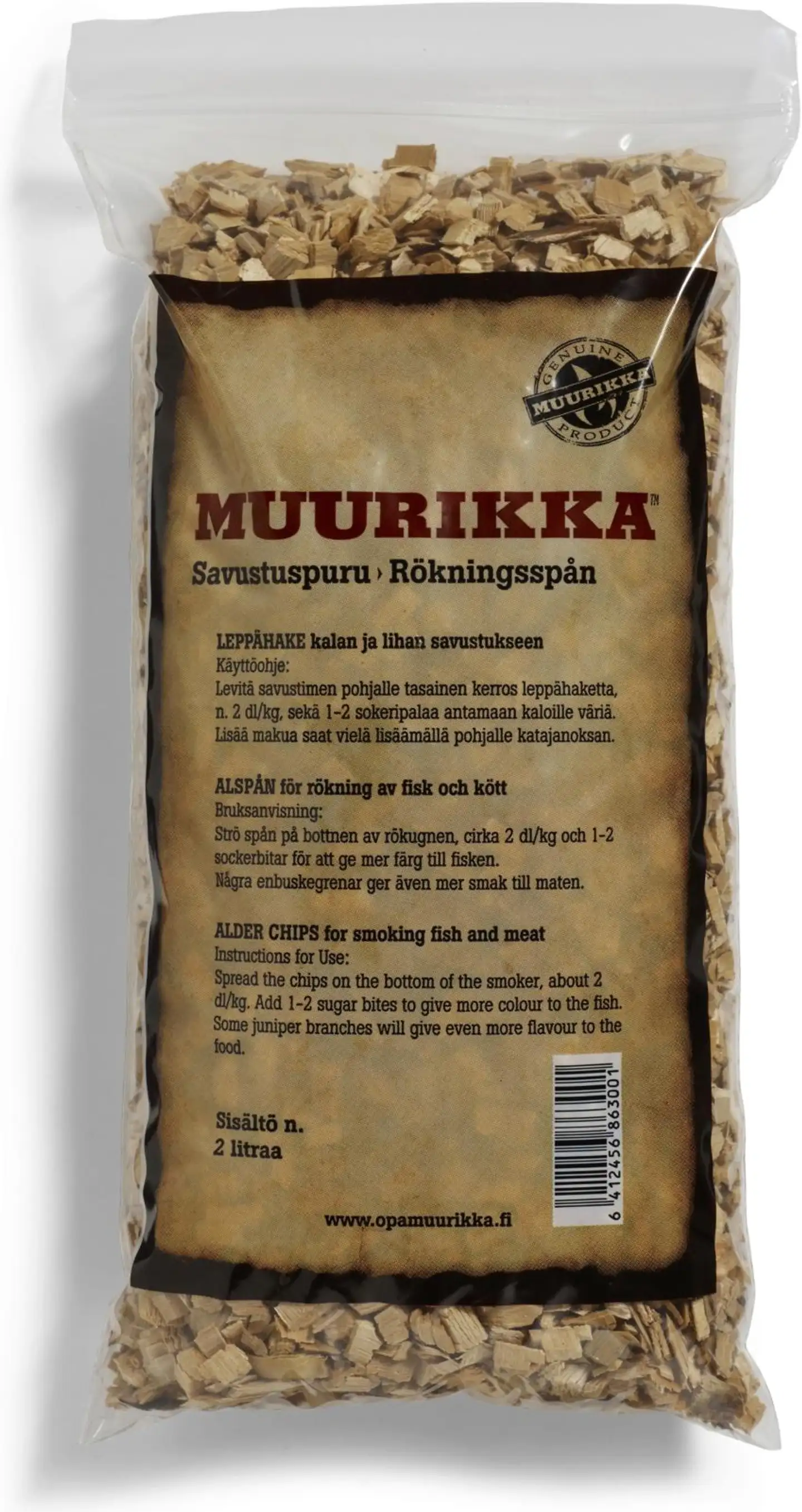 Muurikka savustuspurupussi leppä 2 l