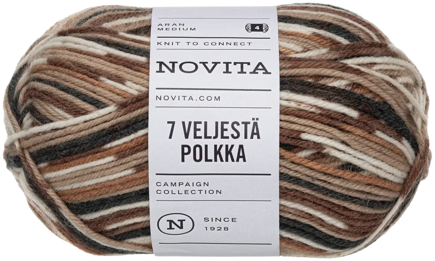 Novita lanka 7 Veljestä Polkka 100g patikka 8001 - 1