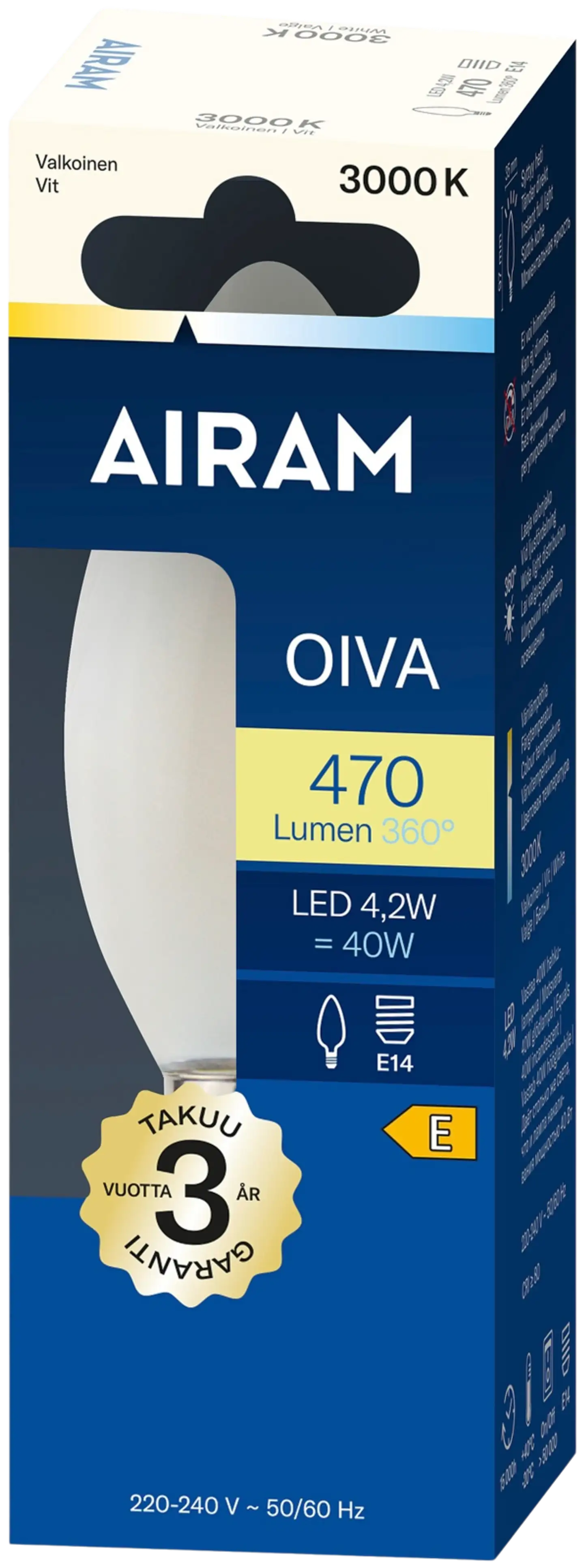 Airam LED C35 830 470lm E14 360 OIVA OP - 2