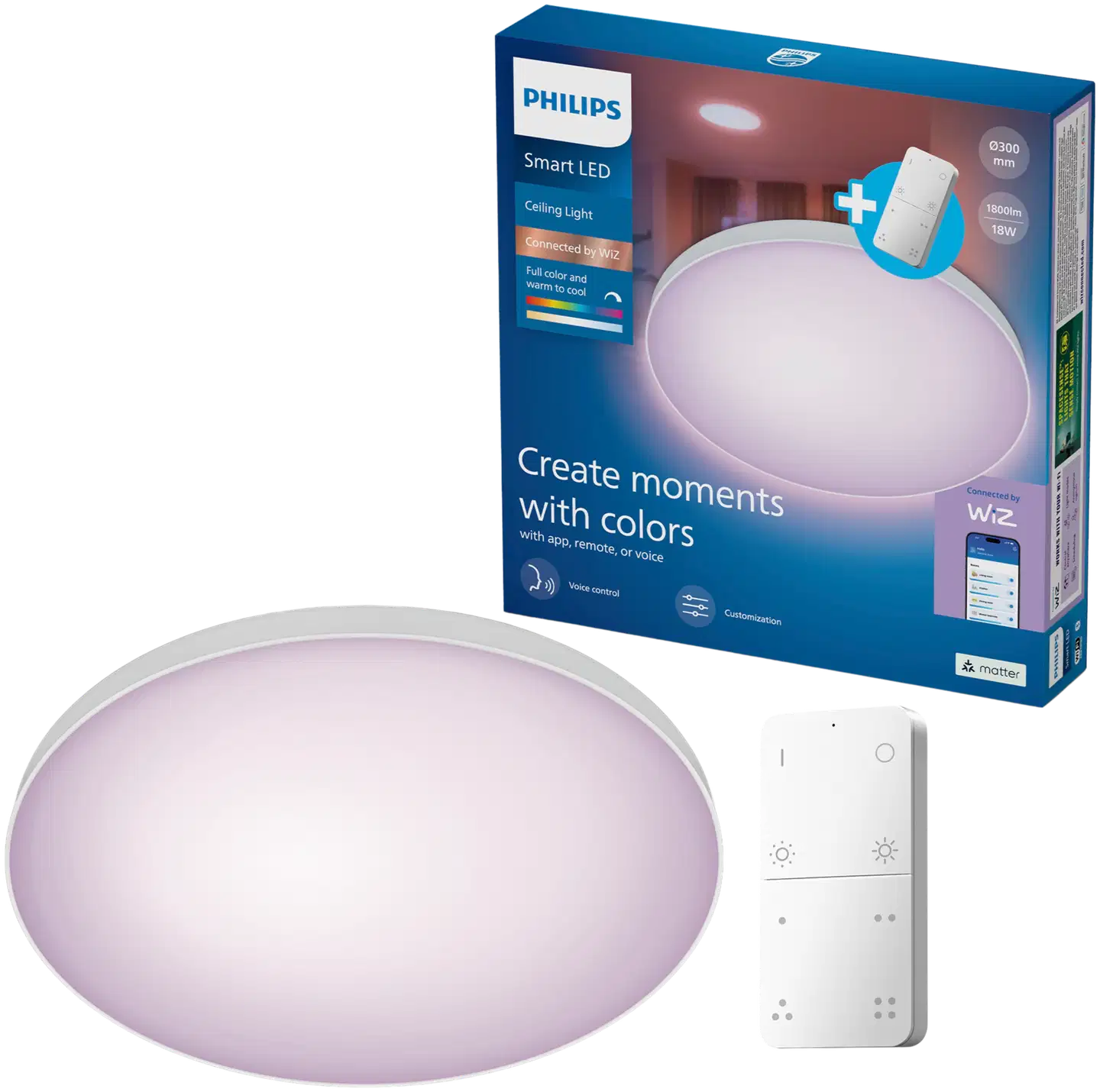 Philips Smart Lighting kattovalaisin pyöreä 18W RGB +  valkoinen säädettävä kaukosäätimellä - 1