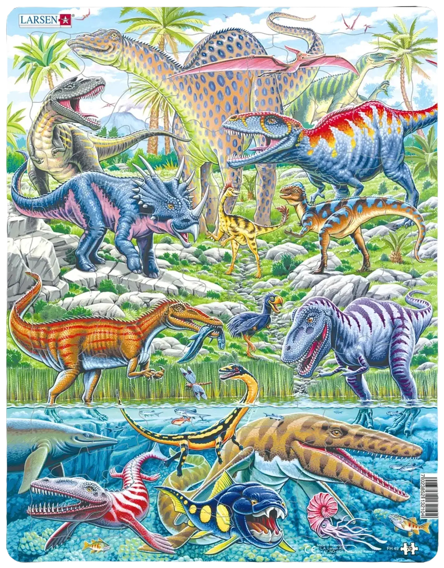 Larsen Maxi Palapeli Dinosaurukset maalla ja vedessä 70 palaa - 1