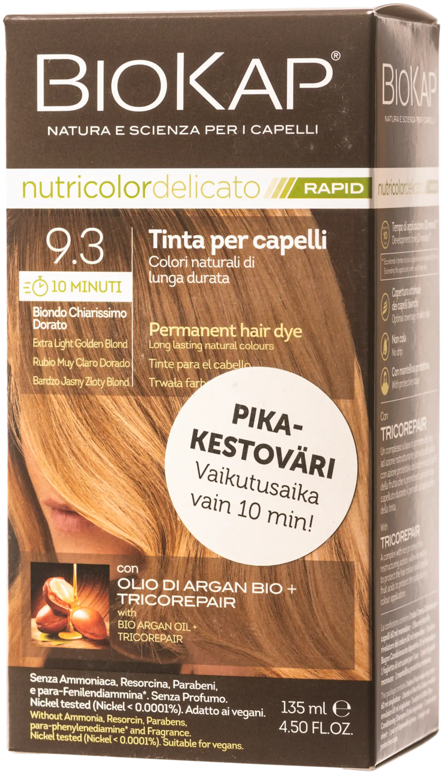 Biokap nutricolor delicato rapid 9.3 extra light golden blond