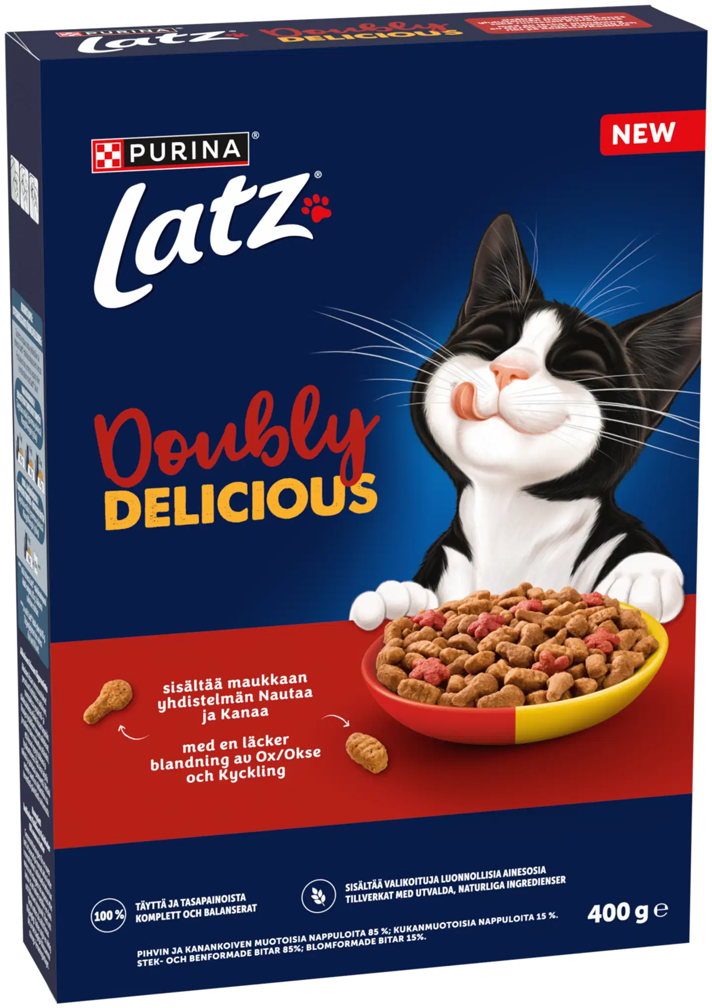 Purina Latz Doubly Delicious Nautaa ja Kanaa Kissan kuivaruoka 400g