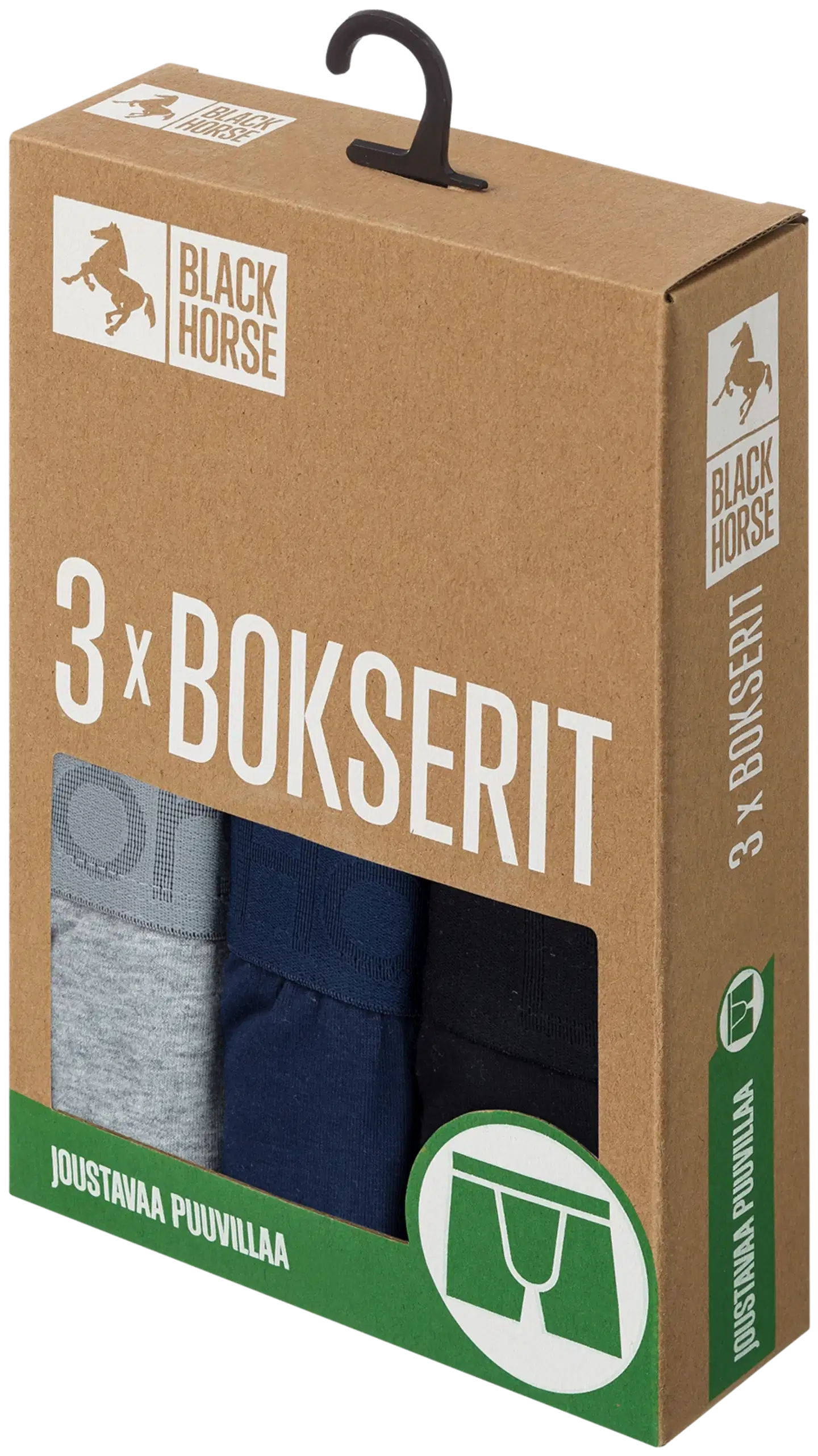 Black Horse miesten bokserit 3-pack I157 - GreyMel-Navy-Black - 2