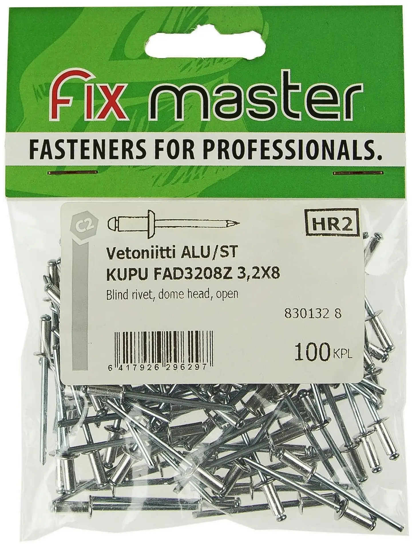 Fix Master vetoniitti alumiini kupukanta 3,2X8 100kpl