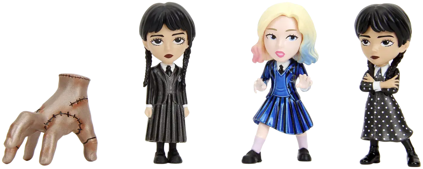 Jada Wednesday, 4 metallisen keräilyhahmon pakkaus, 6 cm; 2,5" - 2