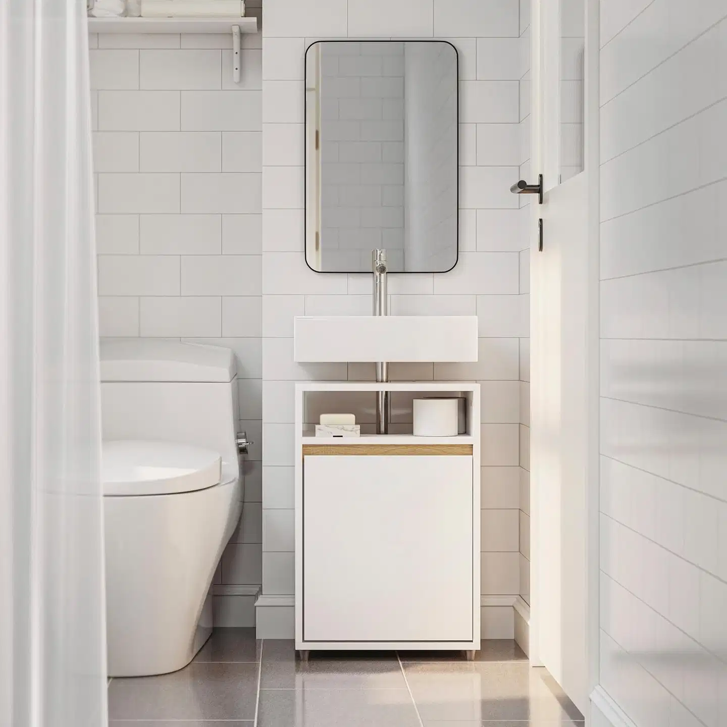 SoBuy pesuallaskaappi valkoinen BZR222-W - 6