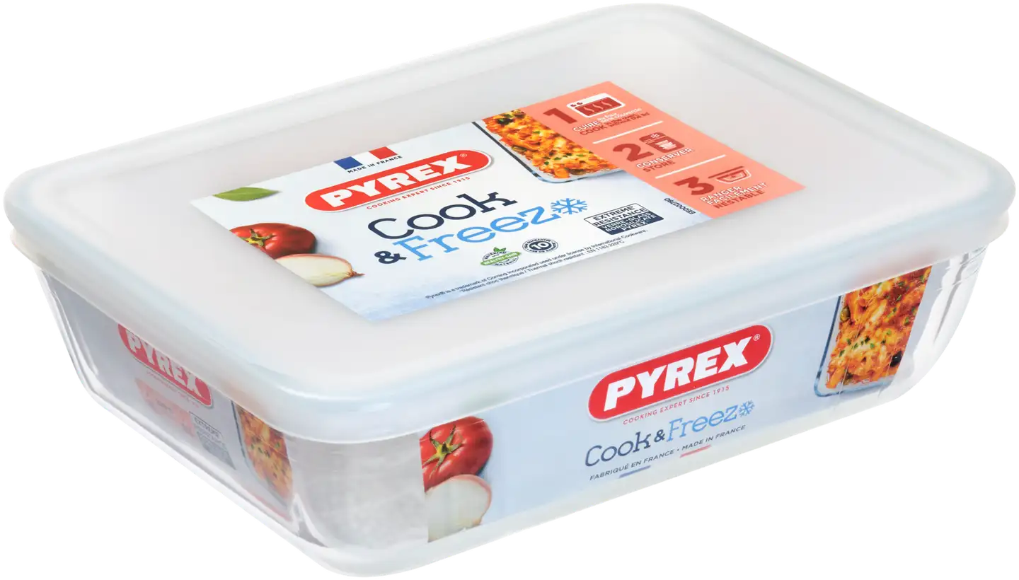 Pyrex Cook & Freeze kannellinen lasivuoka 22x17cm - 1