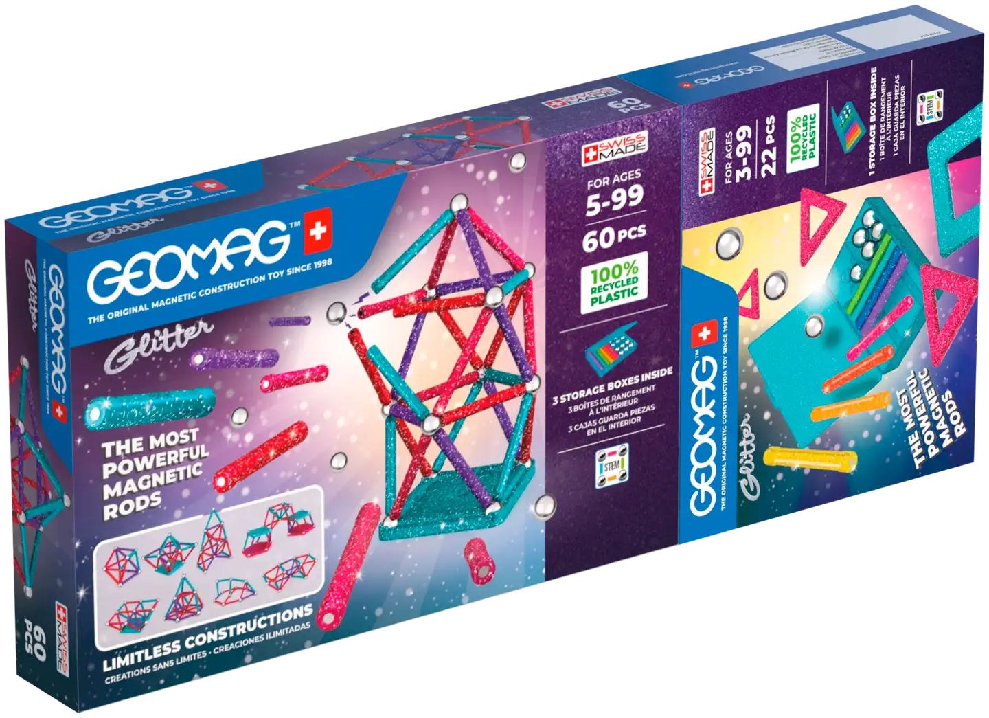 Geomag Glitter Tuplapakkaus -magneettirakennussetti 82 osaa - 1