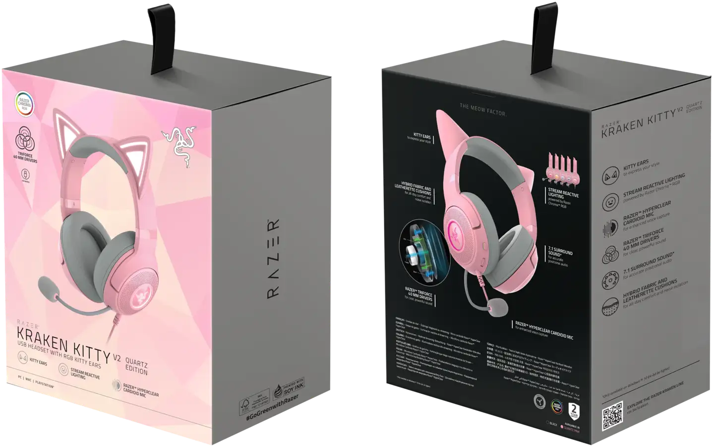 Razer kuulokkeet Kraken Kitty V2 pinkki - 7