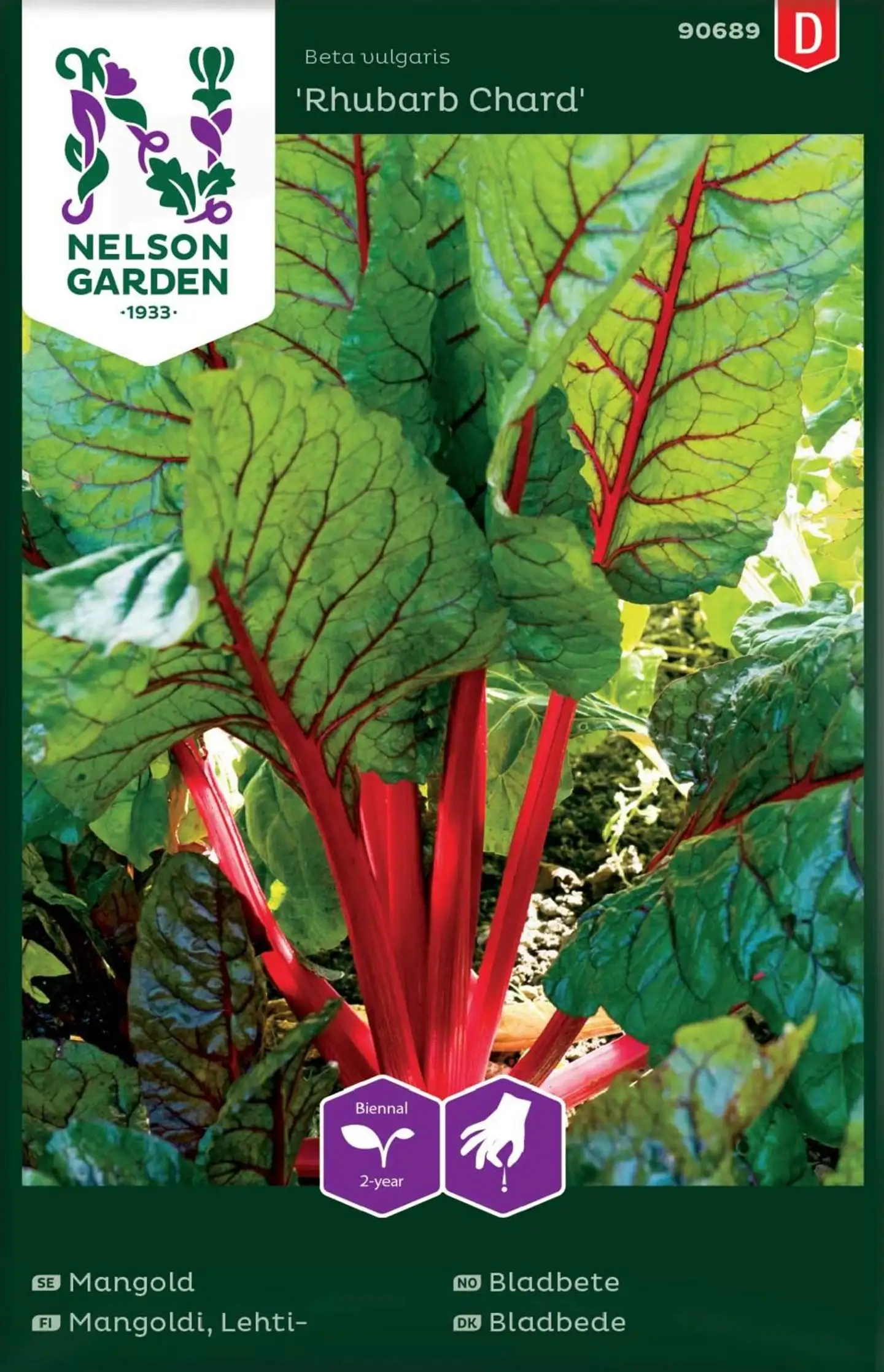 Nelson Garden Siemen Mangoldi, Lehti-, Rhubarb Chard