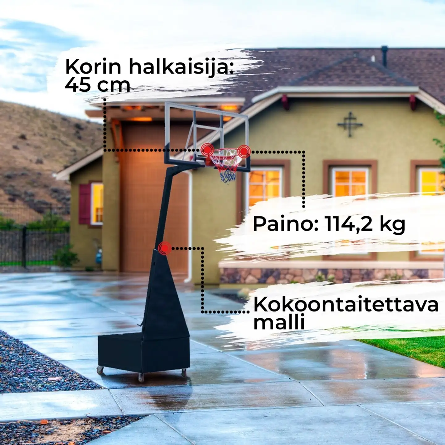 Prosport Koripalloteline Taittuva 2,6 - 3,05m - 3