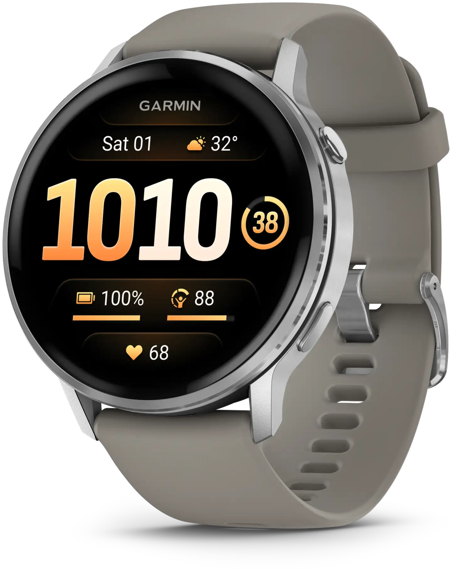 Garmin älykello Venu 4 – 45 mm, hopeanvärinen ja hopeanharmaa silikonihihna - 1