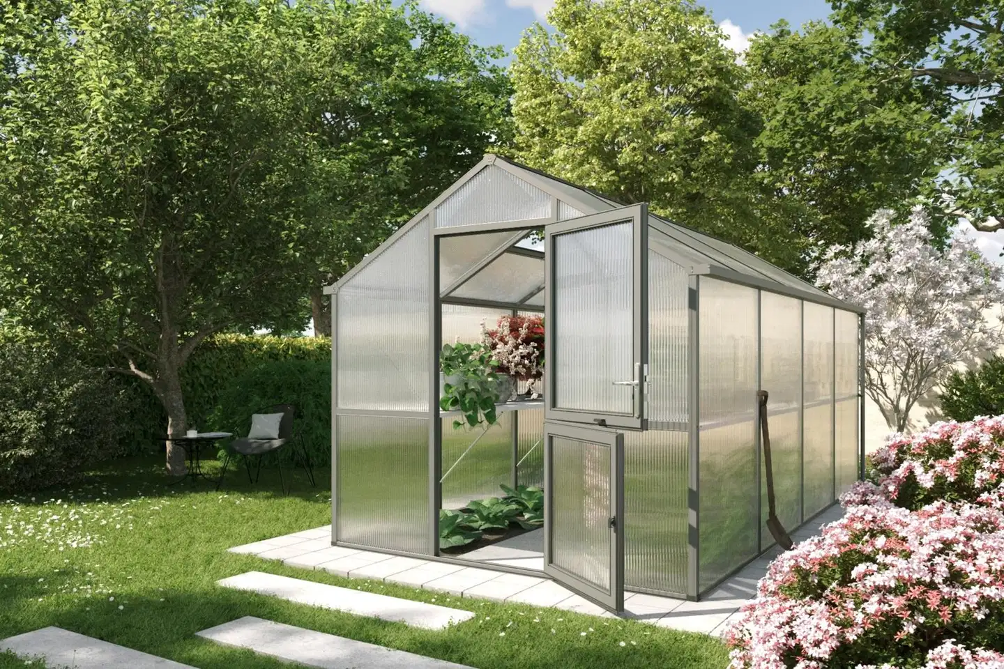 Kreative Gartentechnik kasvihuone Iris IV 10 m2 antrasiitinharmaa - 3