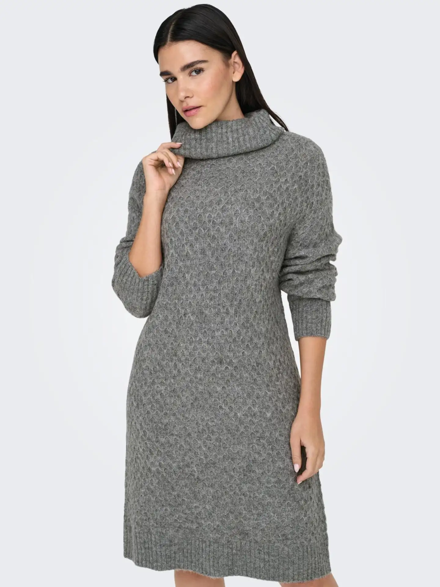 JDY naisten tyylikäs palmikoitu neulemekko Jdybigum - Medium Grey Melange - 6