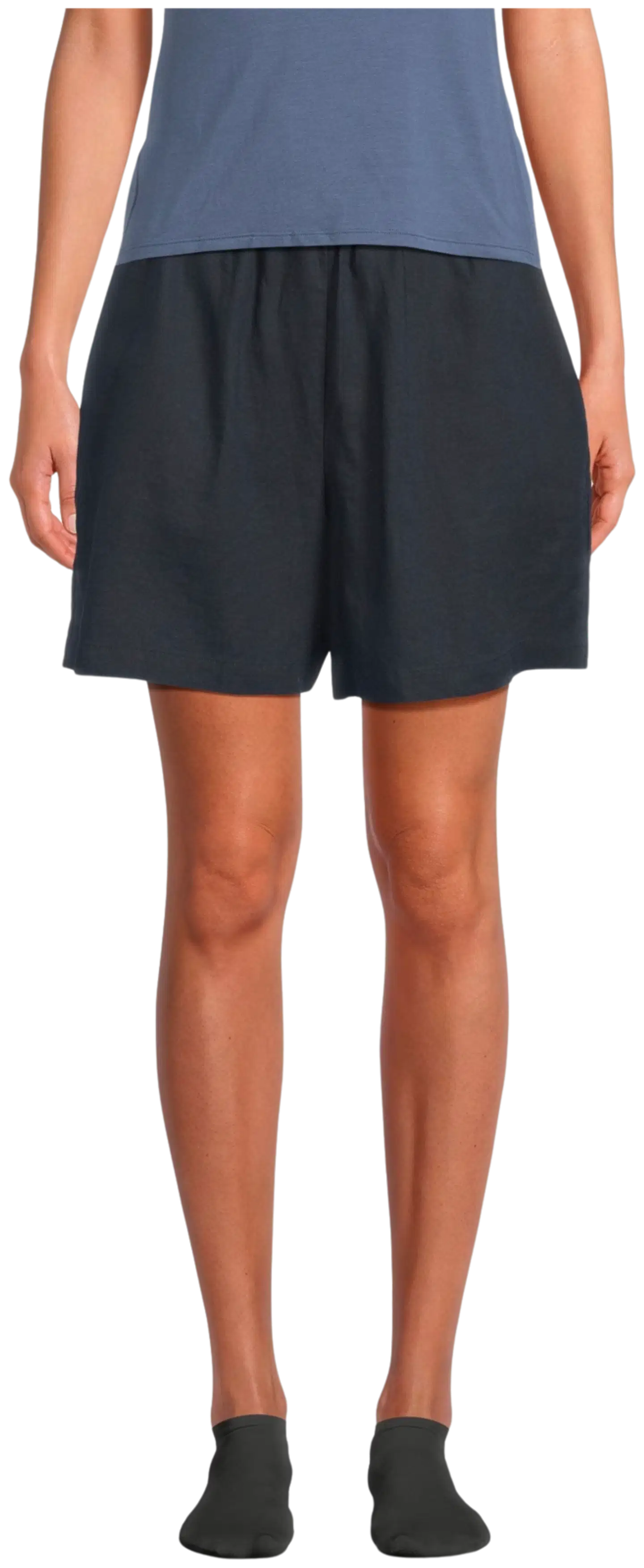 TEX naisten pellavasekoiteshortsit I282992 - BLACK 1 - 1