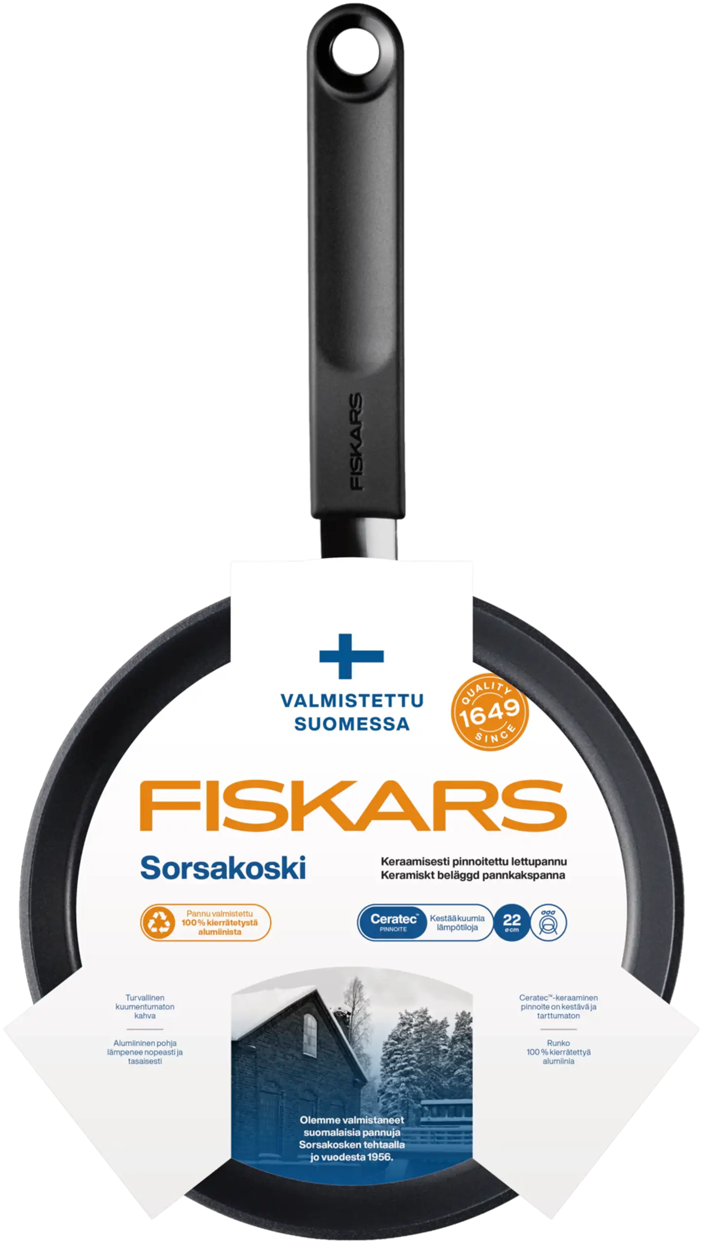 Fiskars Sorsakoski lettupannu 22 cm, keraaminen - 1