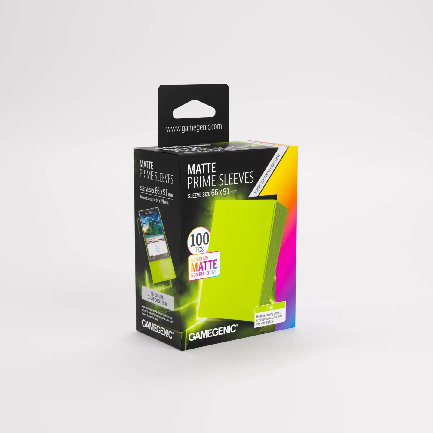 Gamegenic Matte Prime -korttisuojat 66 × 91 mm, limenvihreä - 1