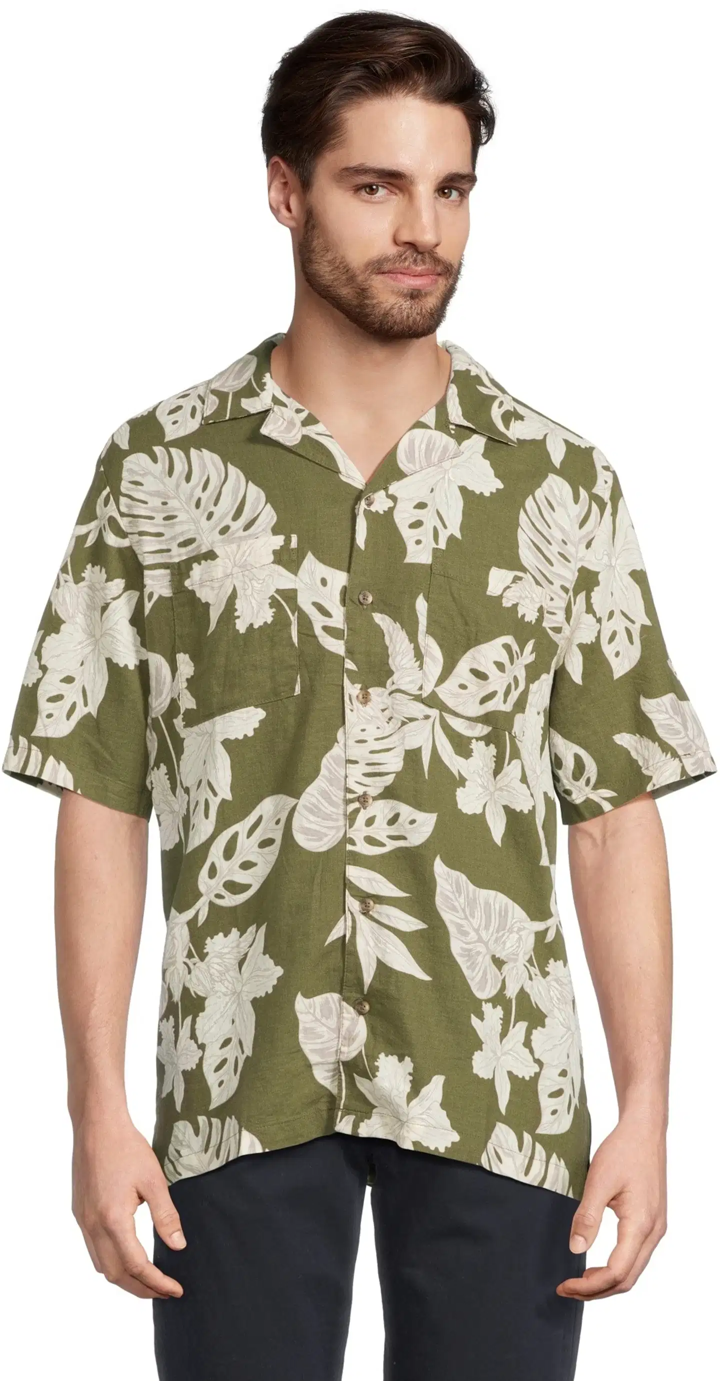 London Fog miesten kuviollinen pellavapaita 194LF15261 - Green AOP - 1