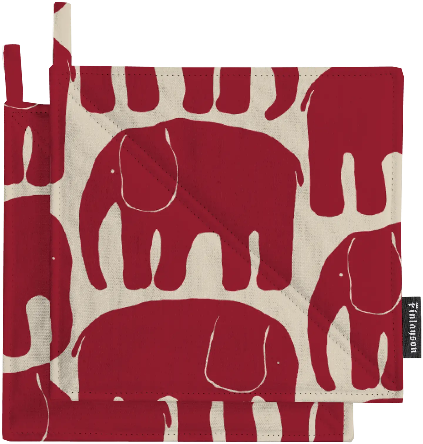 Finlayson patalappu 2kpl Elefantti 22x22 punainen/beige - 1
