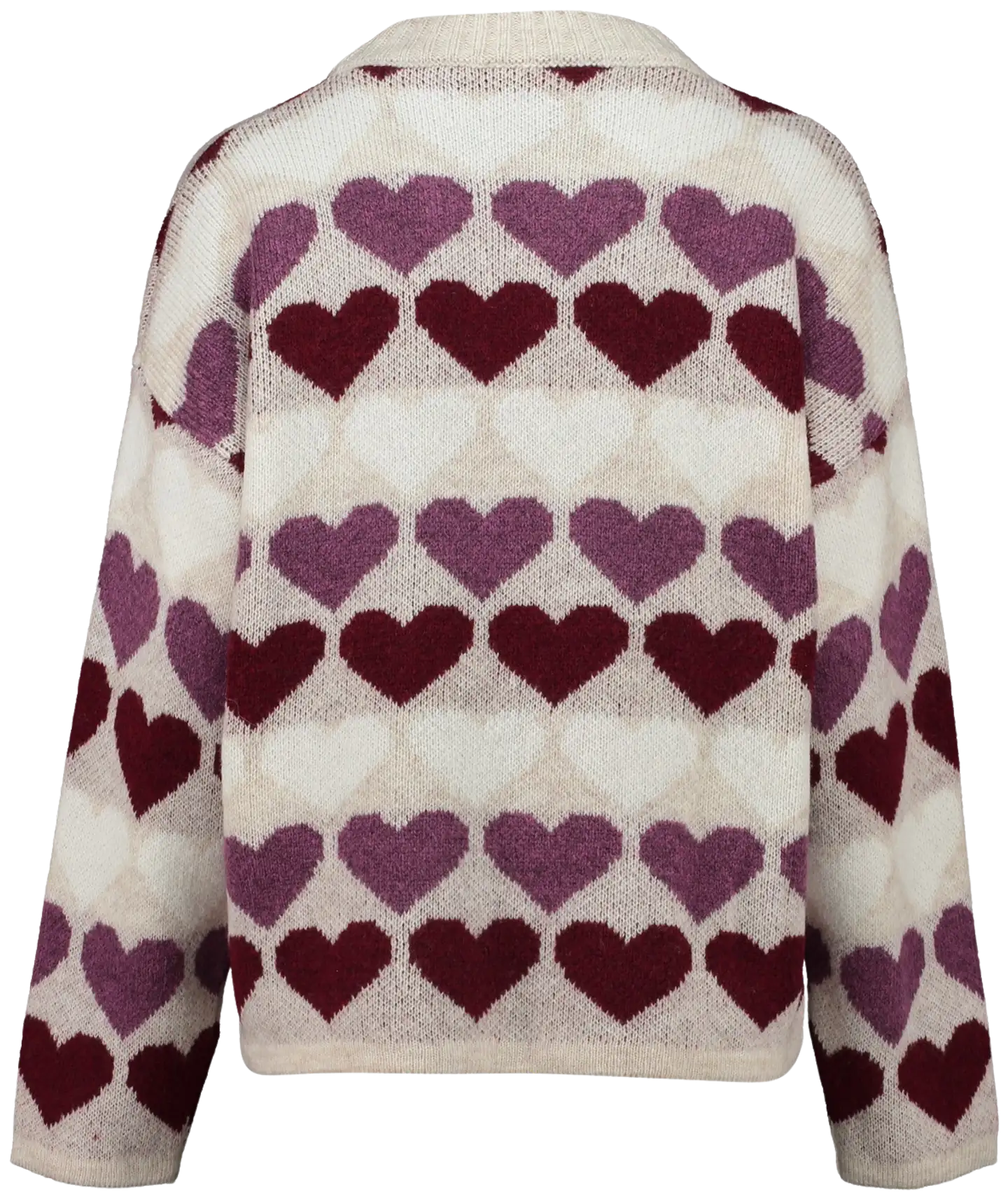 Hailys naisten neule Sa44nna - beige/burgundy heart - 3