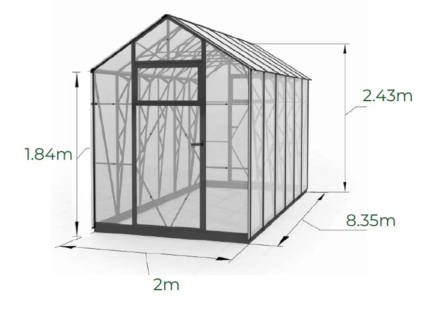Ecoslider kasvihuone 2.0 X 8.35 - 5