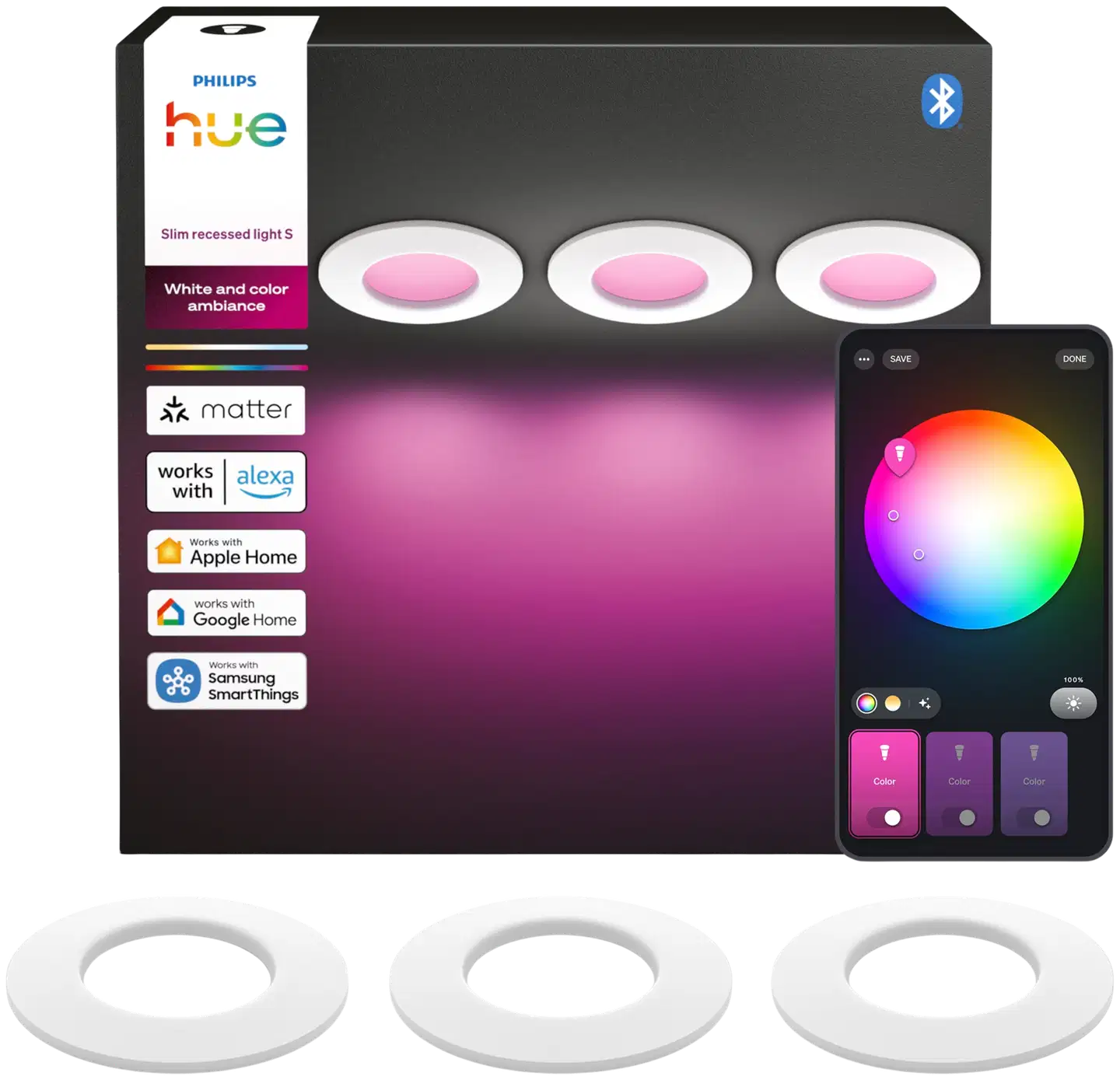 Philips Hue alasvalo 90mm 3 kappaletta valkoinen - 1