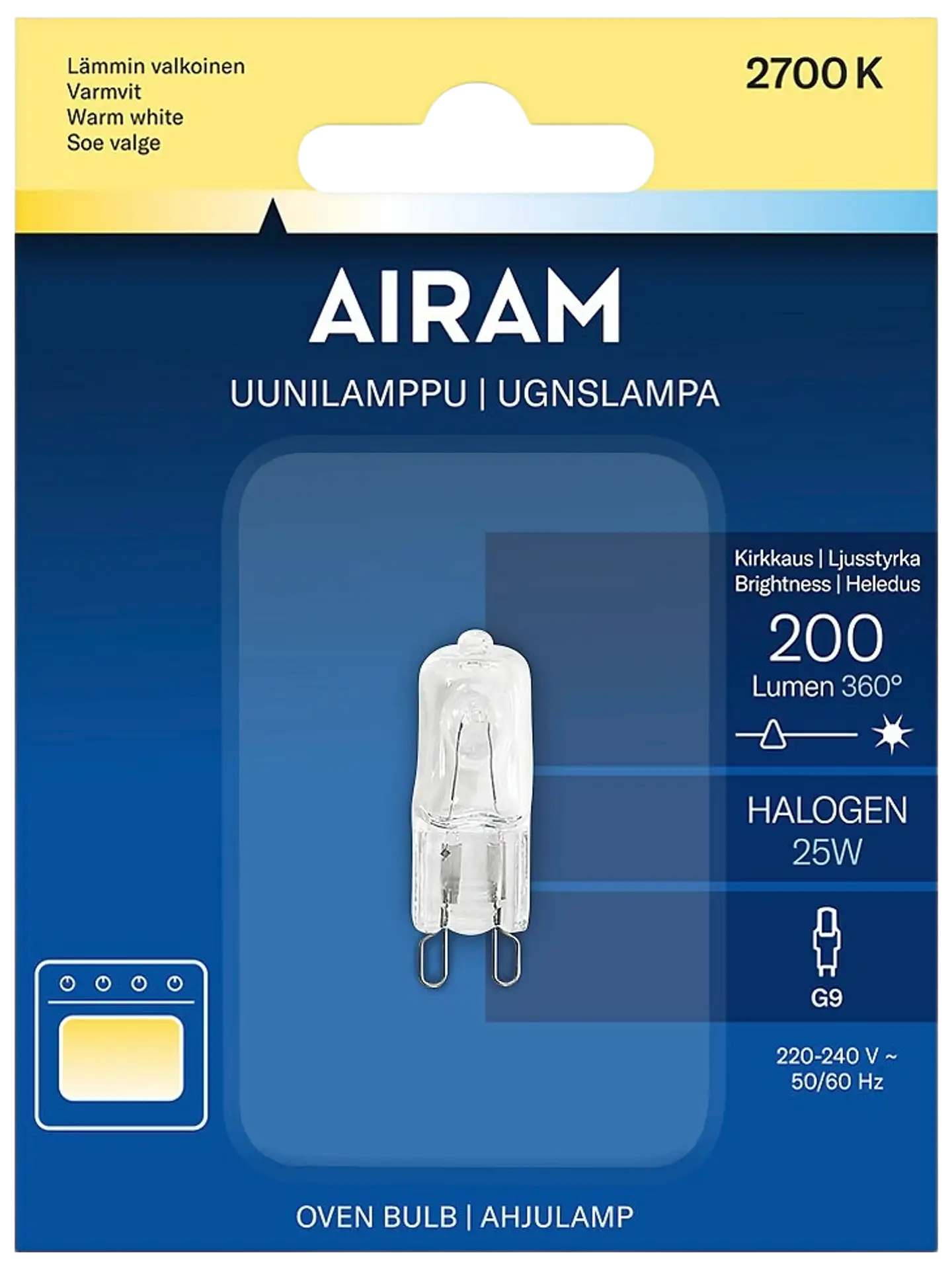 Airam HALO PO 25W 200lm G9 OVEN BULB - 2