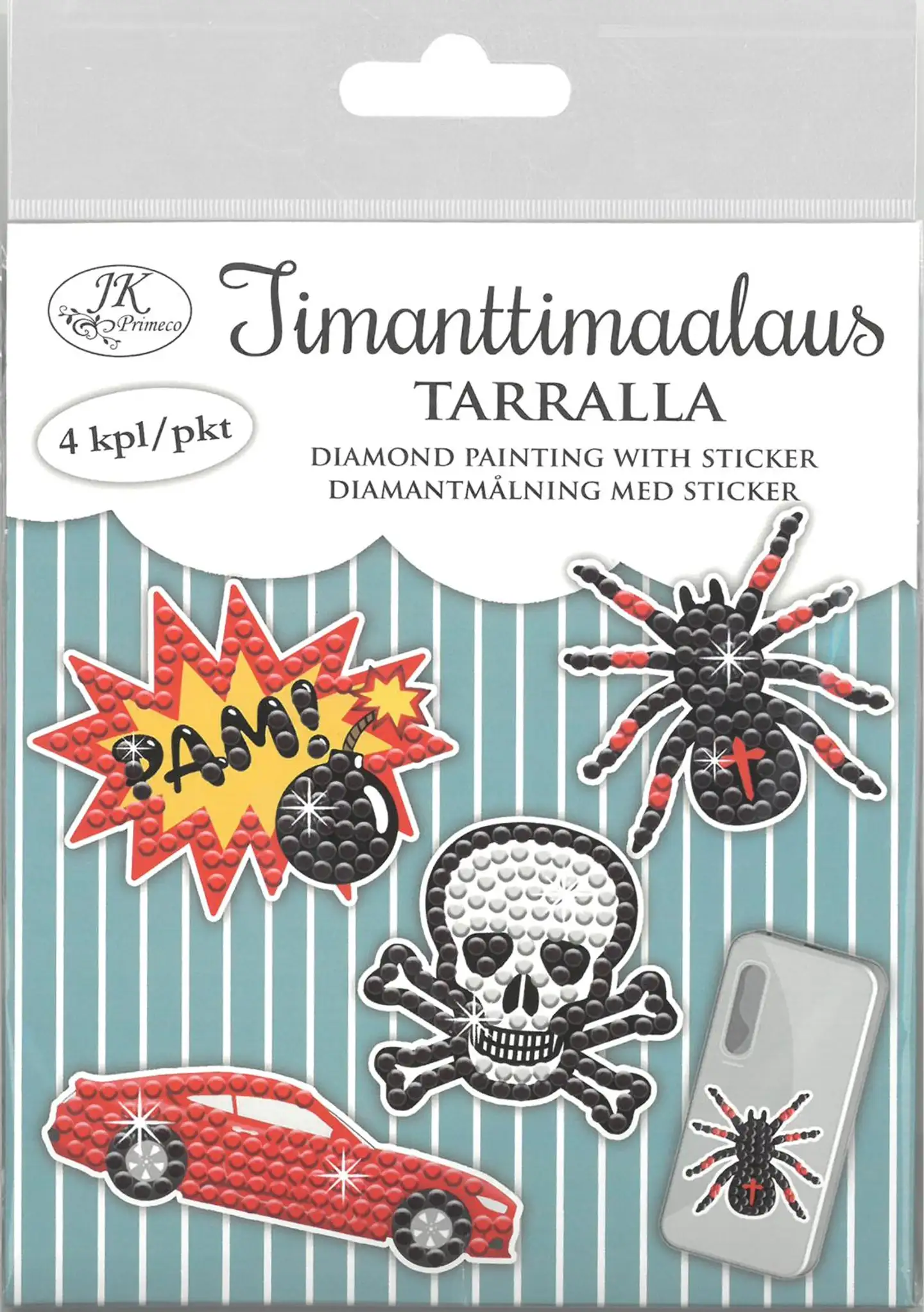 J.K. Primeco timanttimaalaustarra Punamusta 4kpl - 1