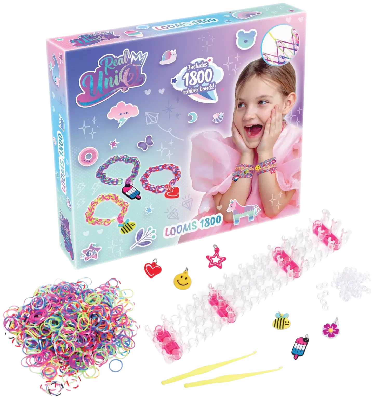 Real UniQ loom bands -askartelusarja 1800 kpl - 2