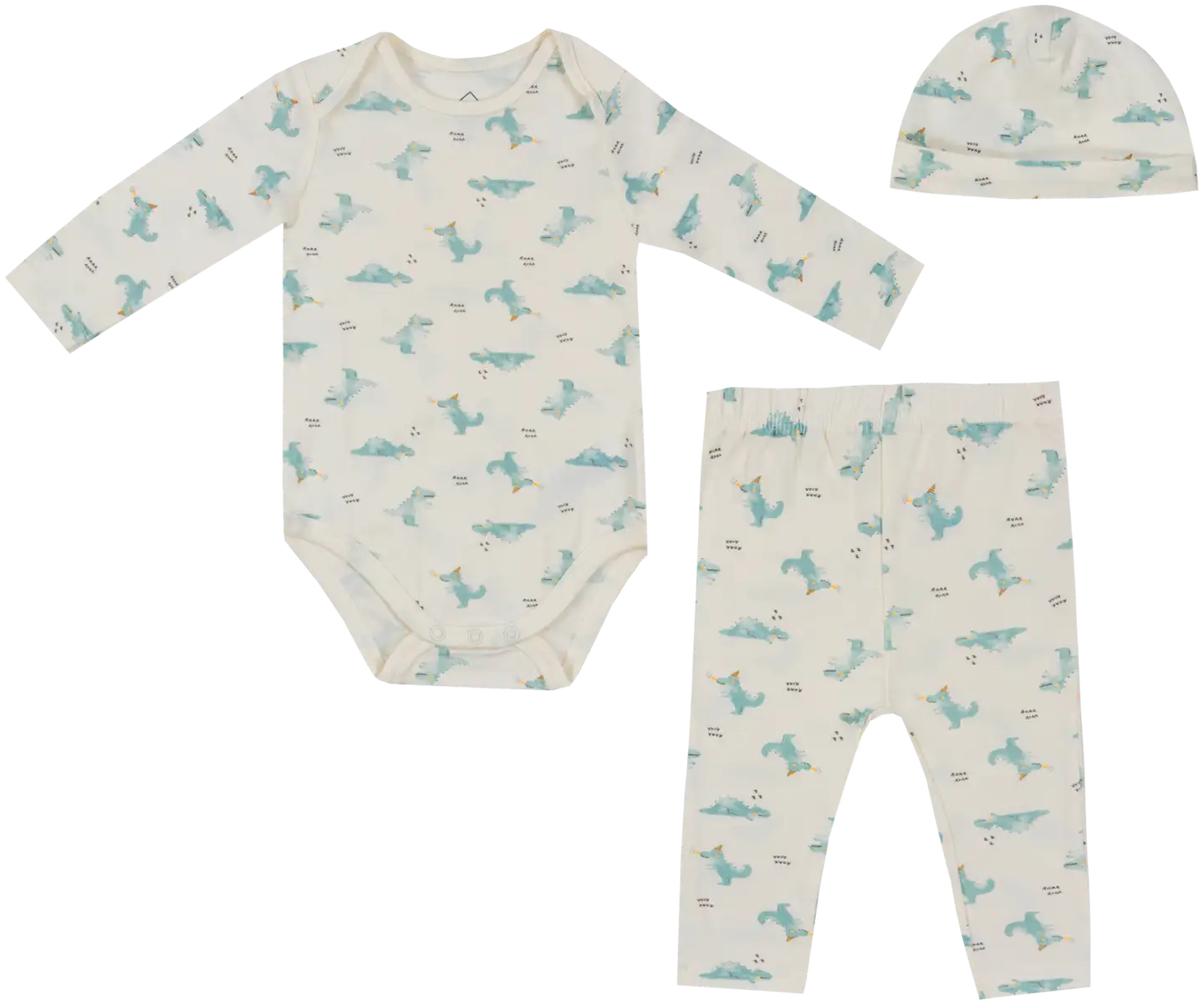 TEX BABY vauvojen setti 3-osaa body+housut+myssy Dino I980166 - Aqua - 1