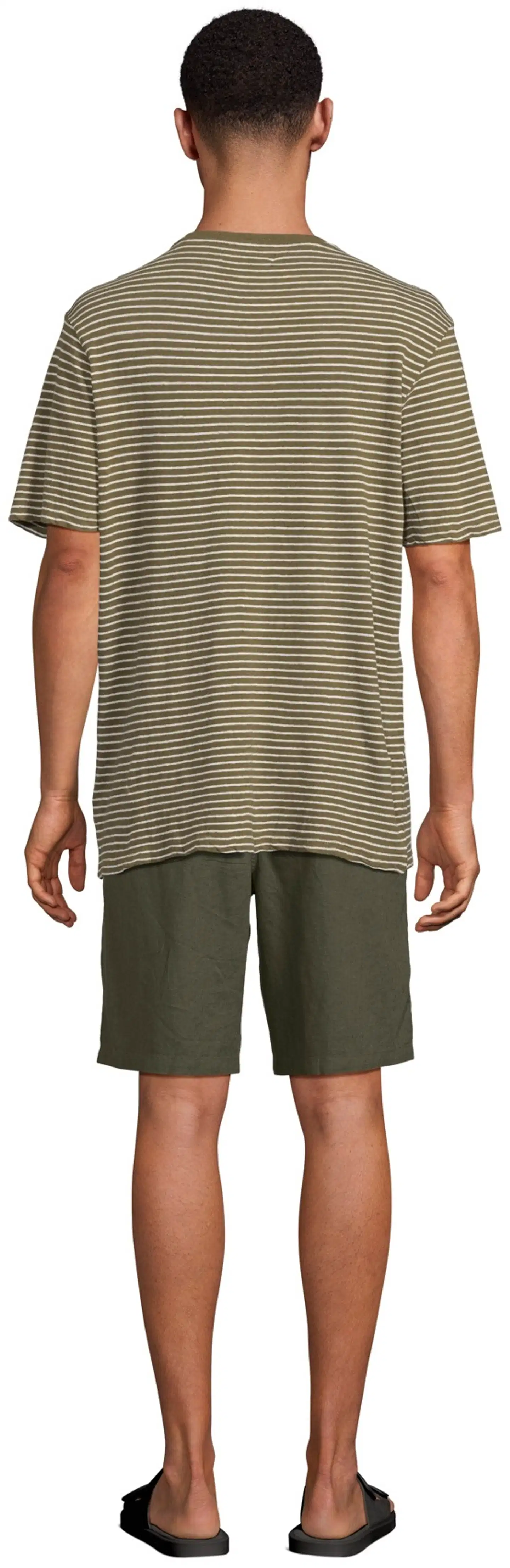 London Fog miesten t-paita pellavasekoitetta 195LF15266 - D.green striped - 3