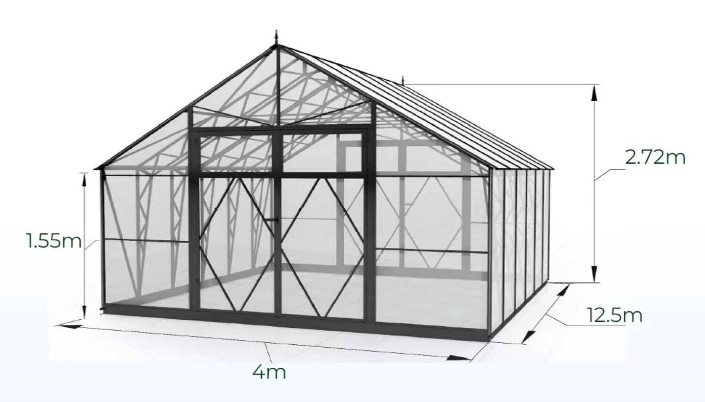 Ecoslider kasvihuone Lux DD 4.0 X 12.5 - 5