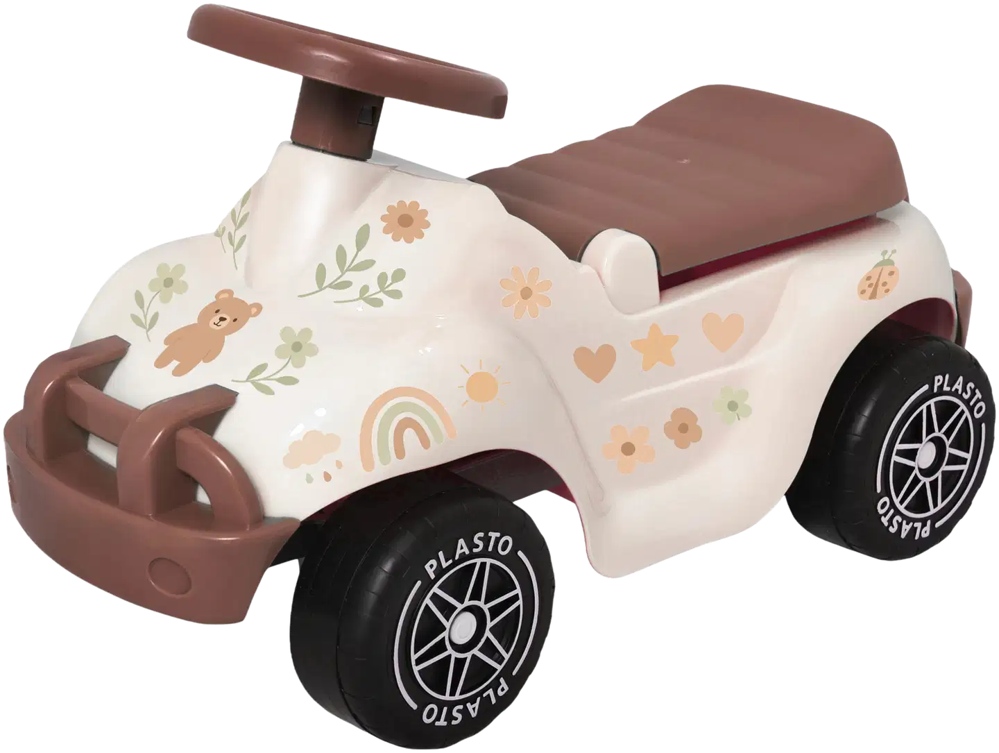 Plasto offroad "soft neutrals", pehmeät ja hiljaiset pyörät, istuinkorkeus 22 cm, pit. 60 cm