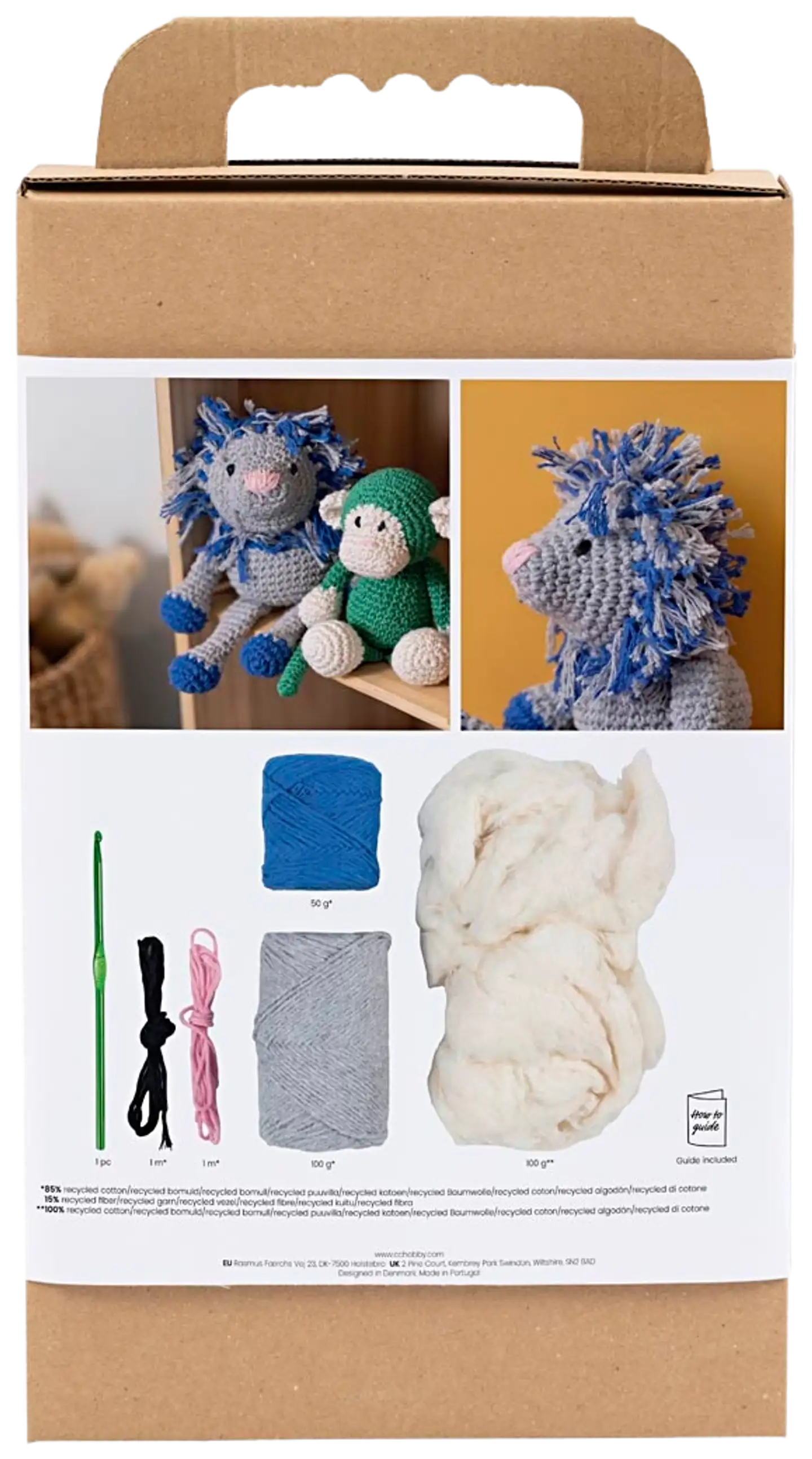 Amigurumi Askartelusetti, Leijona, laivastonsininen, vaaleanharmaa, 1pkk/ 1 pkt - 2