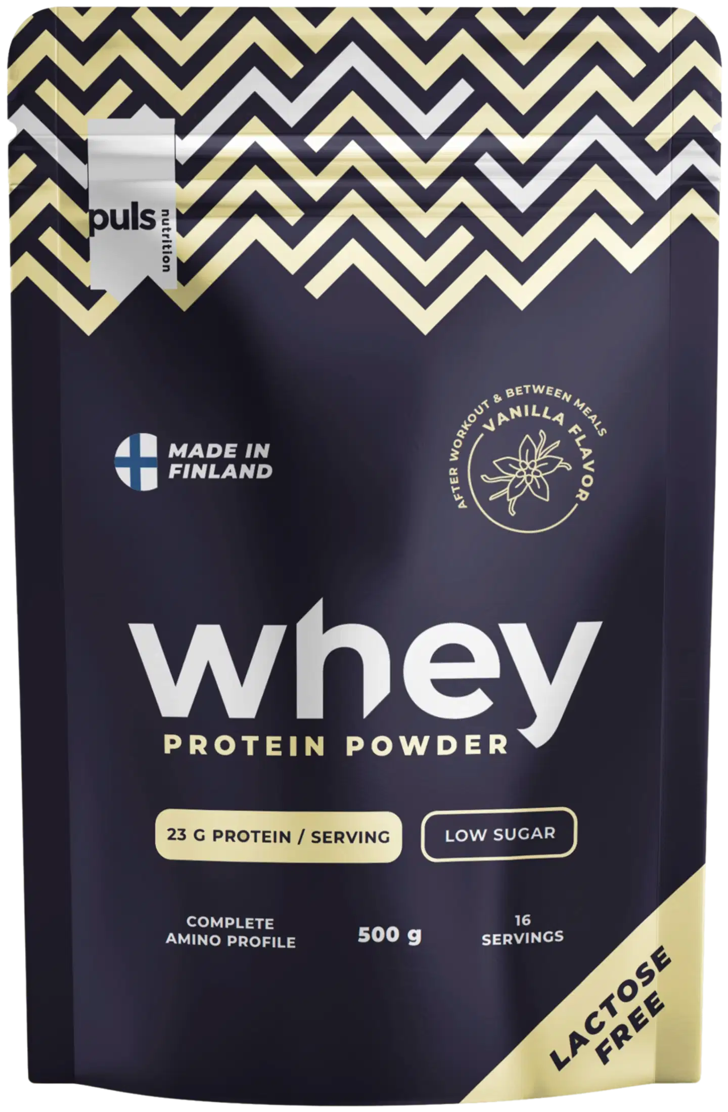 PULS Nutrition WHEY proteiinijauhe Vanilja 500g laktoositon kotimainen