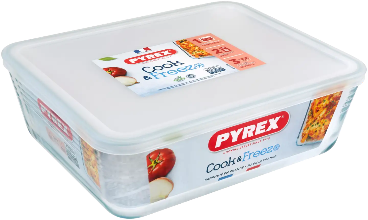 Pyrex Cook & Freeze kannellinen lasivuoka 27x22cm - 1