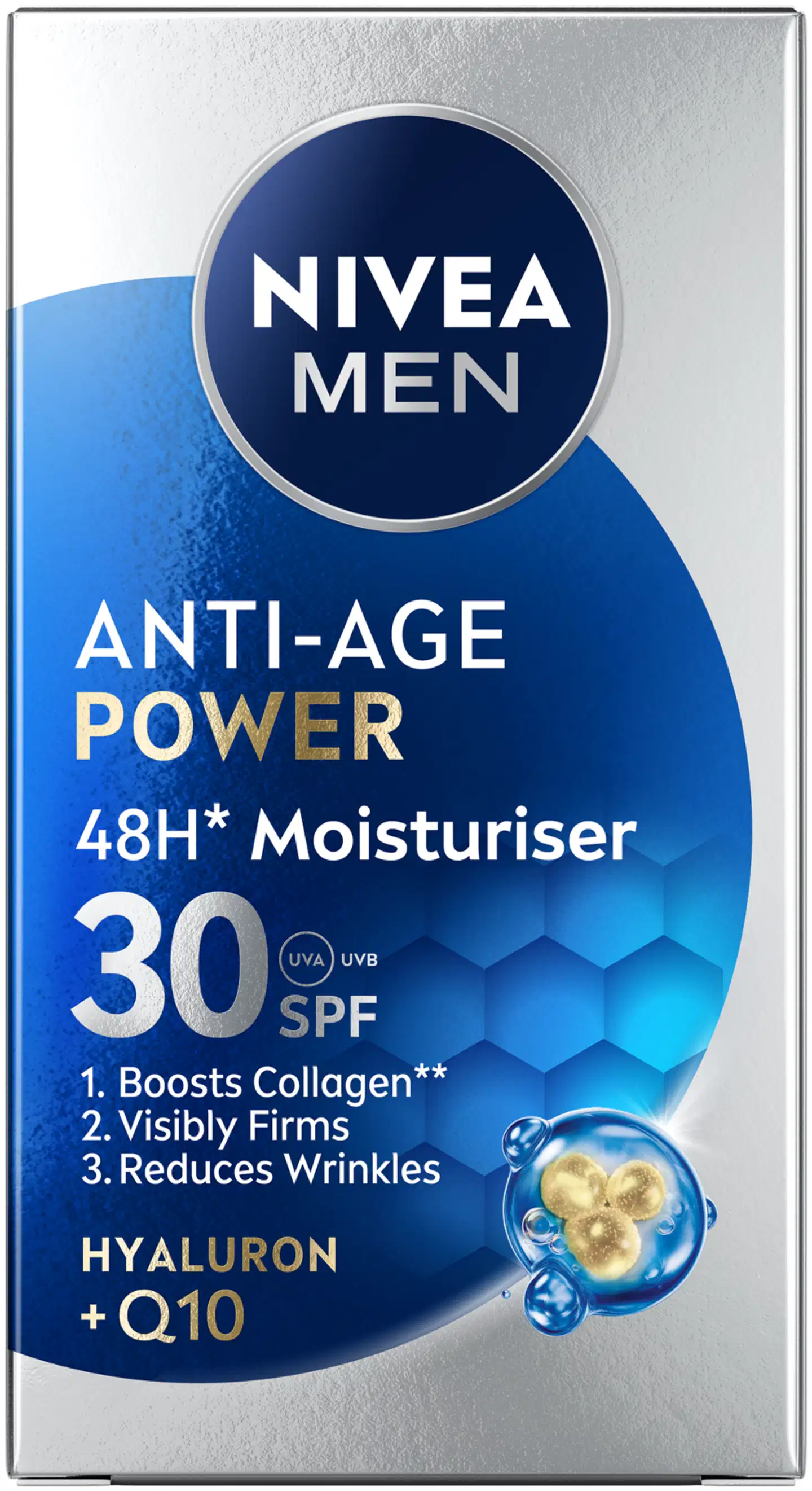 NIVEA MEN 50ml Anti-Age Power 48H Moisturiser SPF30 -kasvovoide