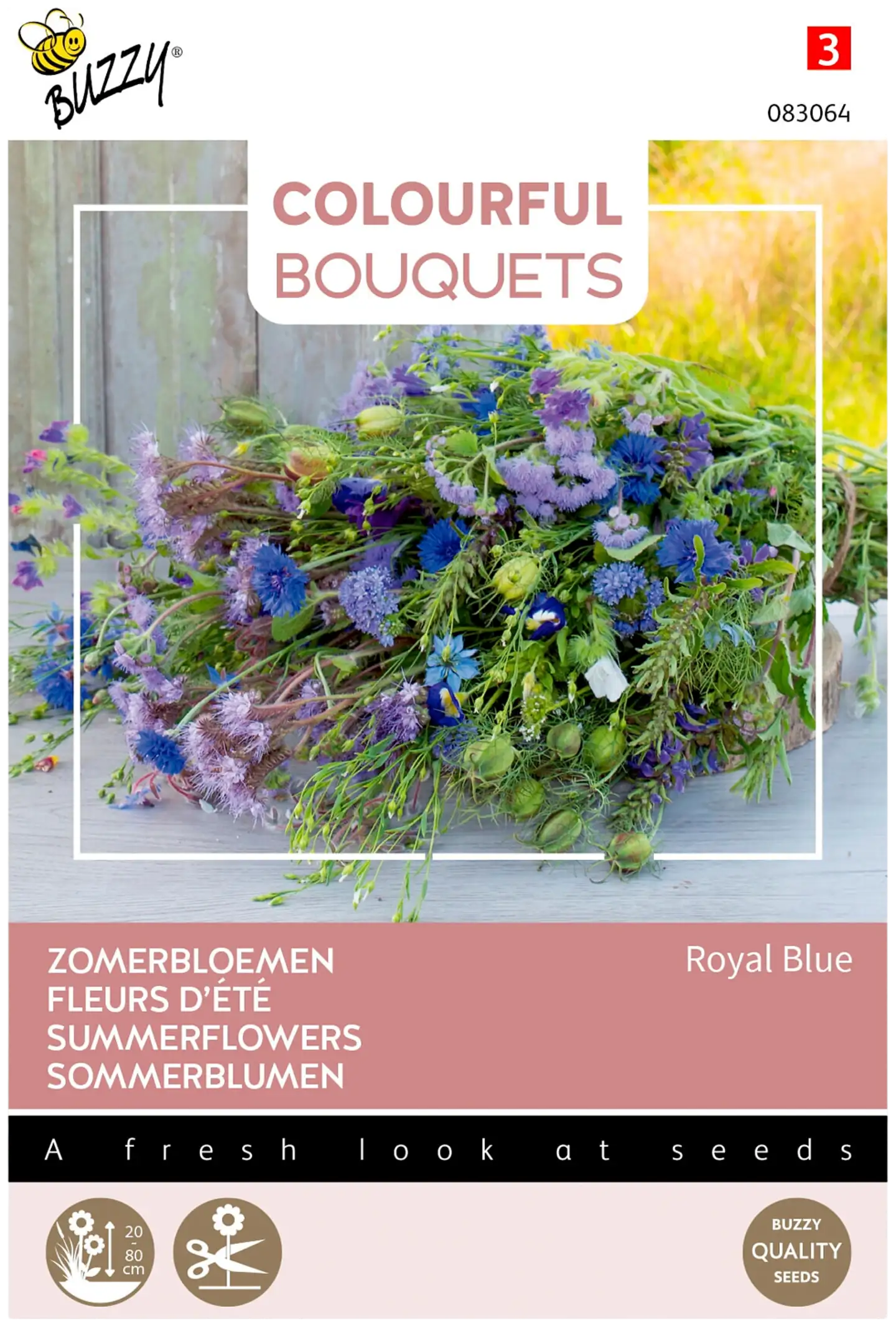 Buzzy® Colorful Bouquets Royal Blue, leikkokukkia sinisen sävyissä