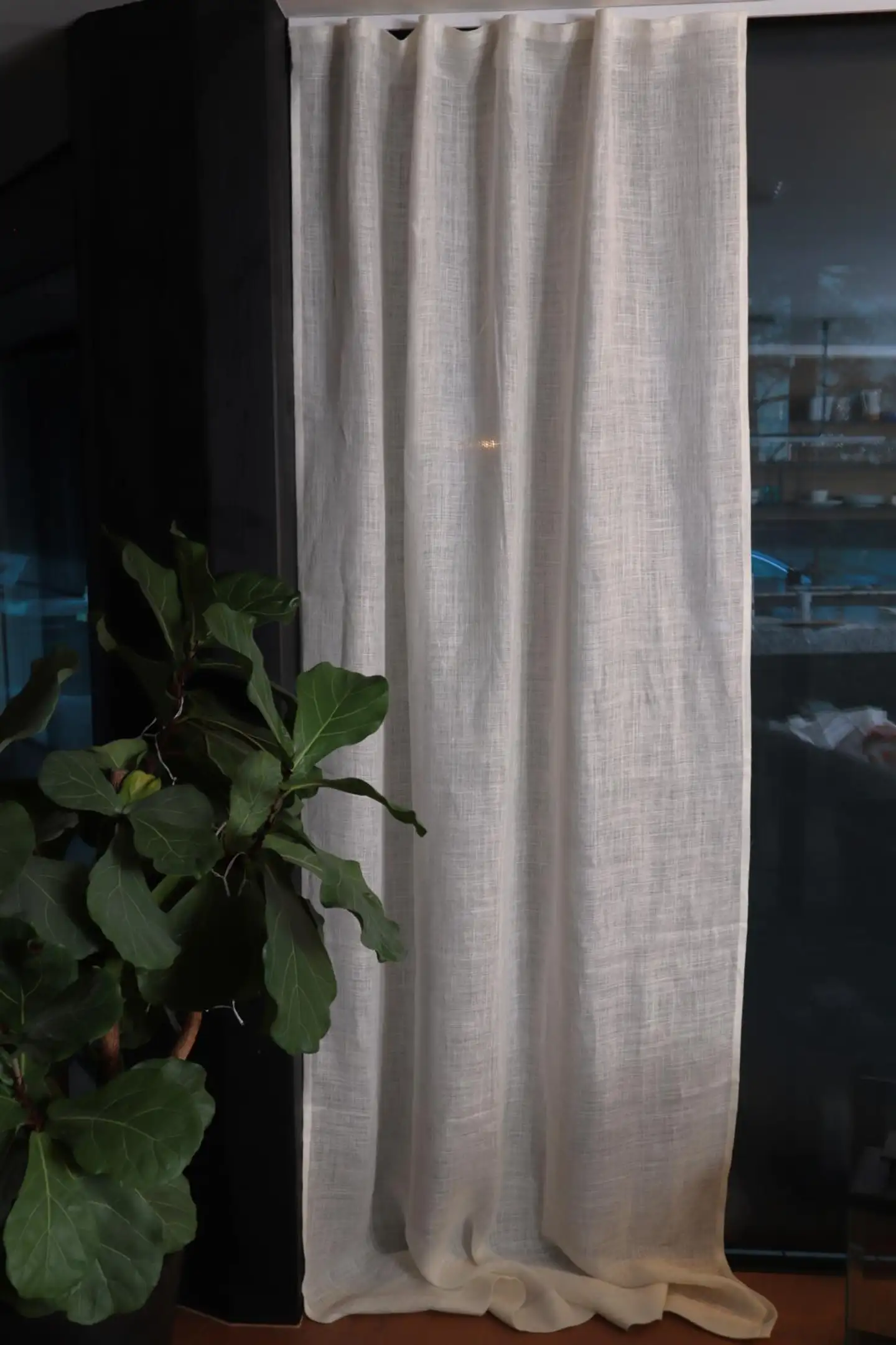 Ihanin pellavaverho 100% valkoinen 140 x 280 cm - 5