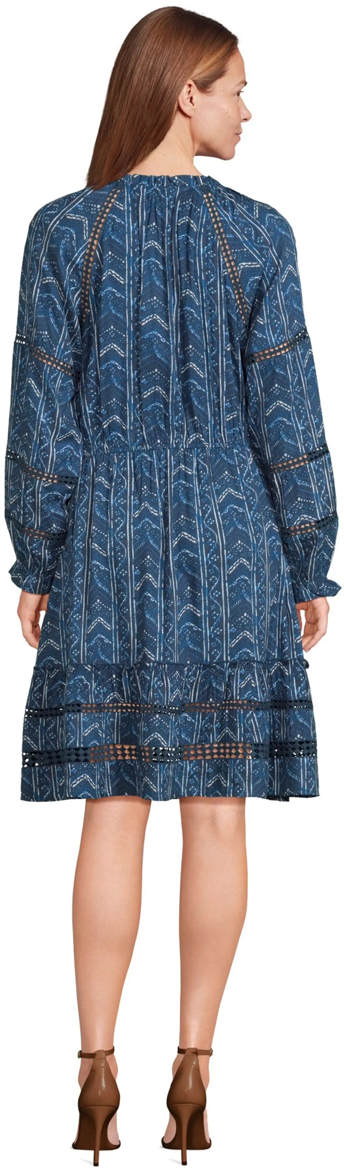 Margaux Riviera naisten lyhyt kuviollinen frillahelmainen mekko SOK-001A - BLUE - 3