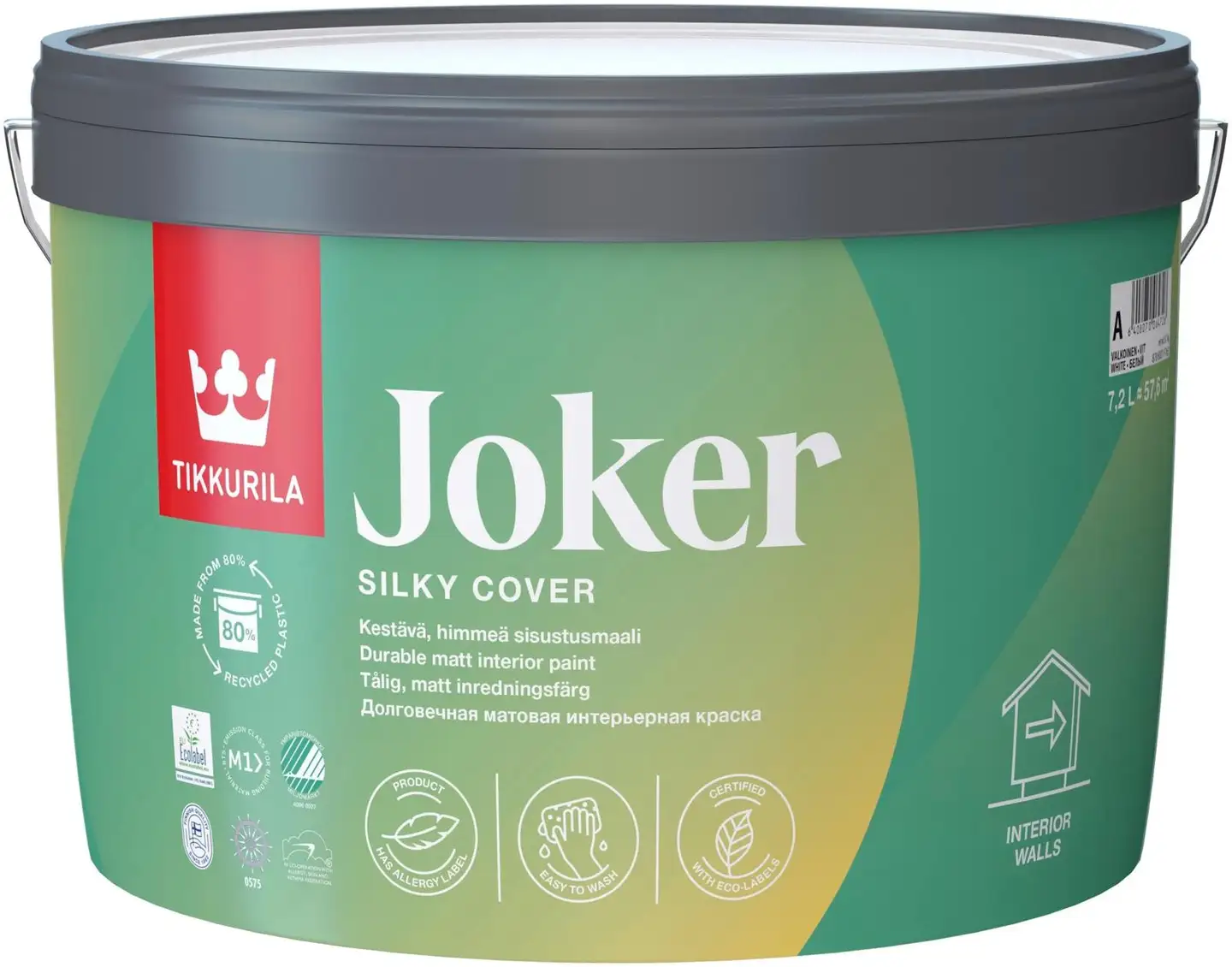 Tikkurila sisustusmaali Joker 7,2 l A valkoinen sävytettävissä himmeä