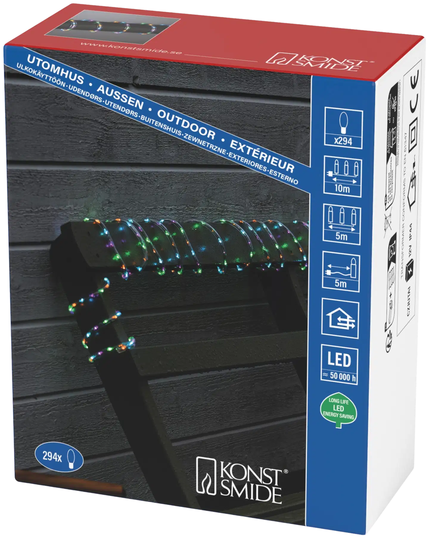 Konstsmide Valoköysi 3018-505, 294 Candy color LED, Läpinäkyvä kaapeli IP44 - 4