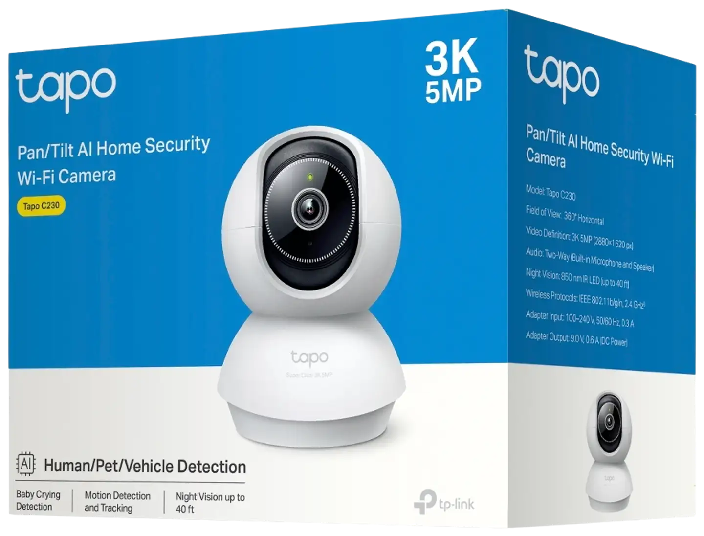 TP-Link Tapo C230 PAN/TILT AI -valvontakamera sisäkäyttöön - 3