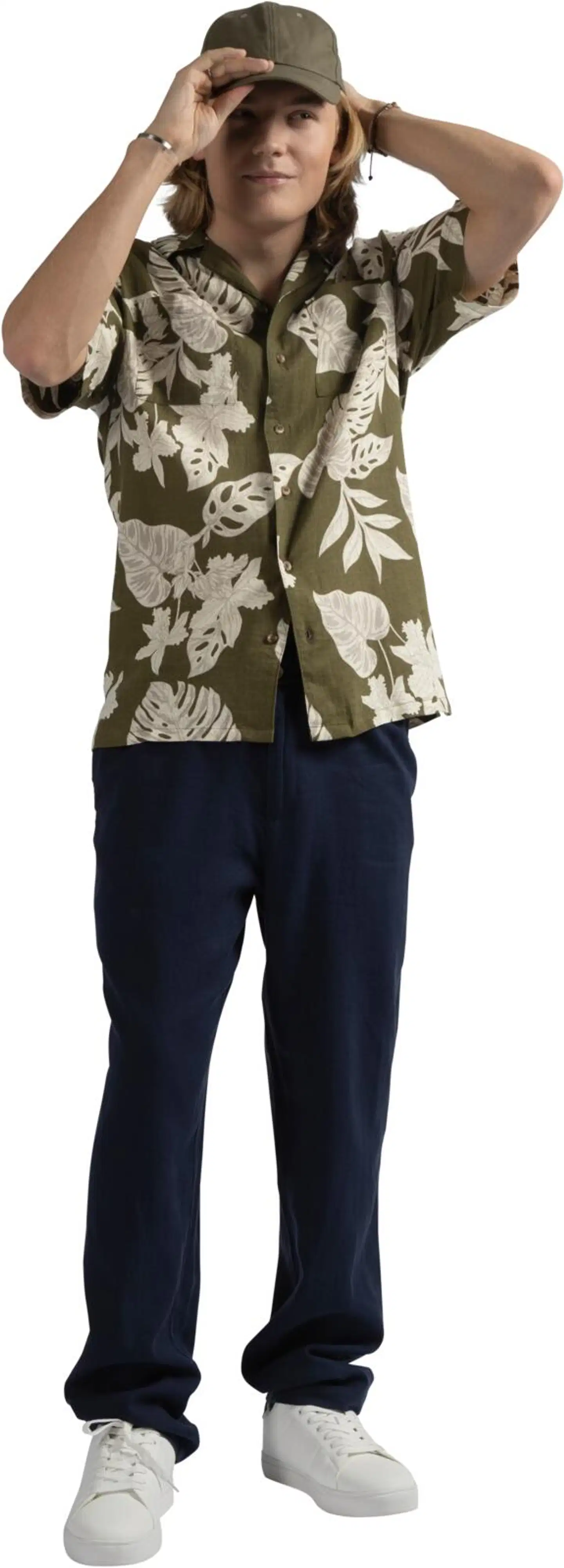 London Fog miesten kuviollinen pellavapaita 194LF15261 - Green AOP - 8